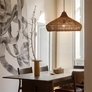 Handmade bamboo pendant light for kitchen island