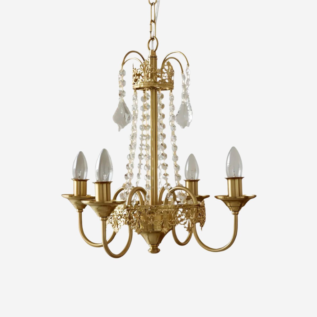 4-Lights Candle Shape Pendant Light Fixtures with Transparent Crystal
