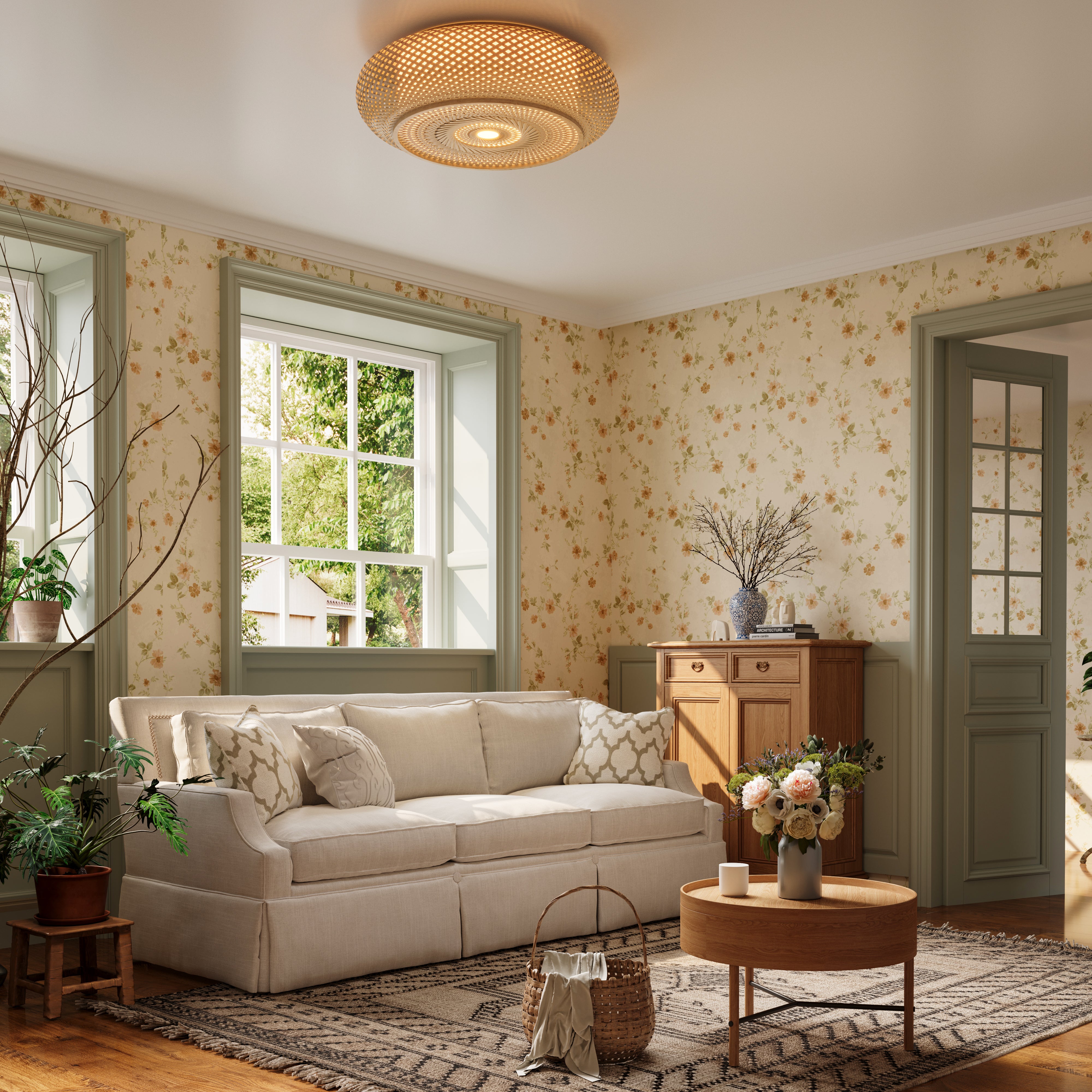 Lutta-Bamboo LED Ceiling Light | Handwoven Natural Pendant Lighting for Dining & Living Room