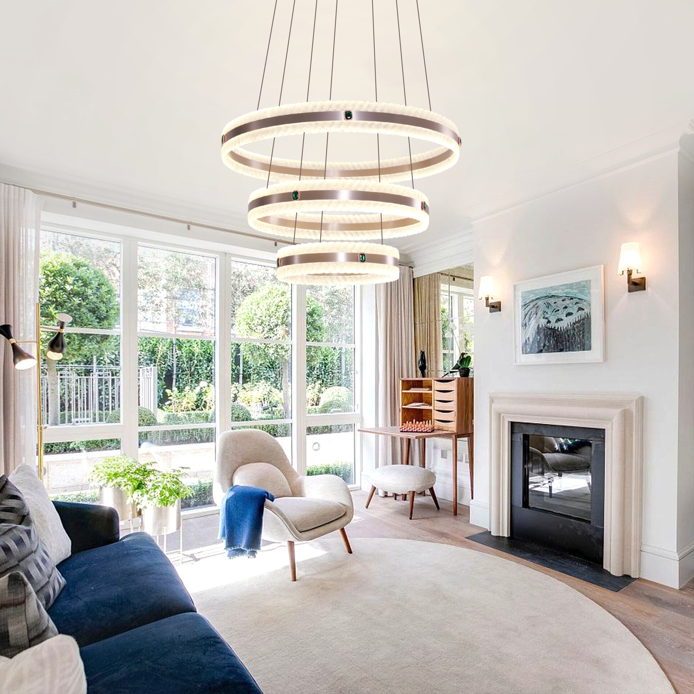 Arvia-Elegant Gold Interwoven Ring Chandelier