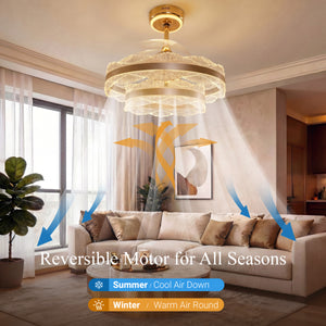 Reversible motor airflow diagram for acrylic ceiling fan light