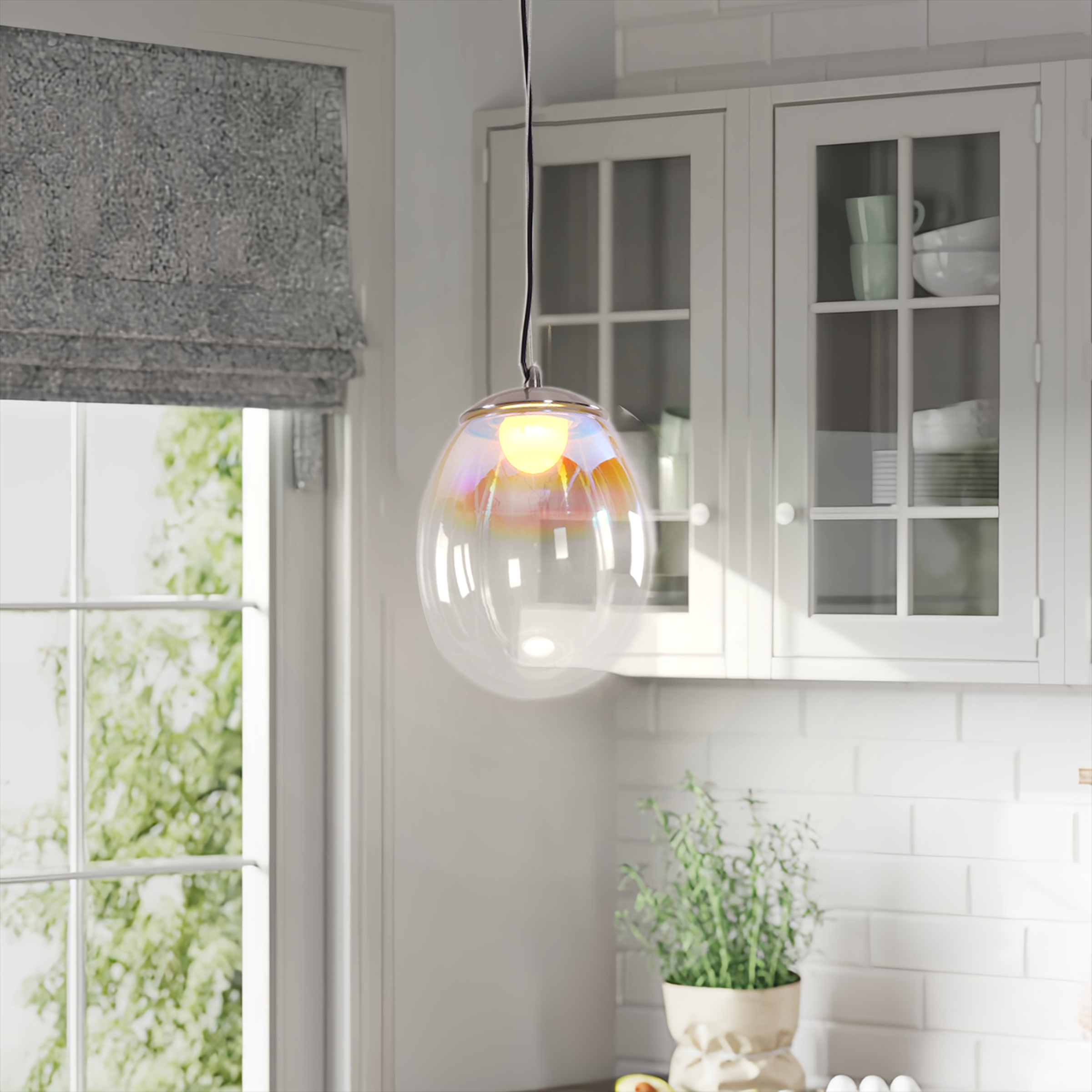 Elegant Nebula Coloured Glass Pendant Light