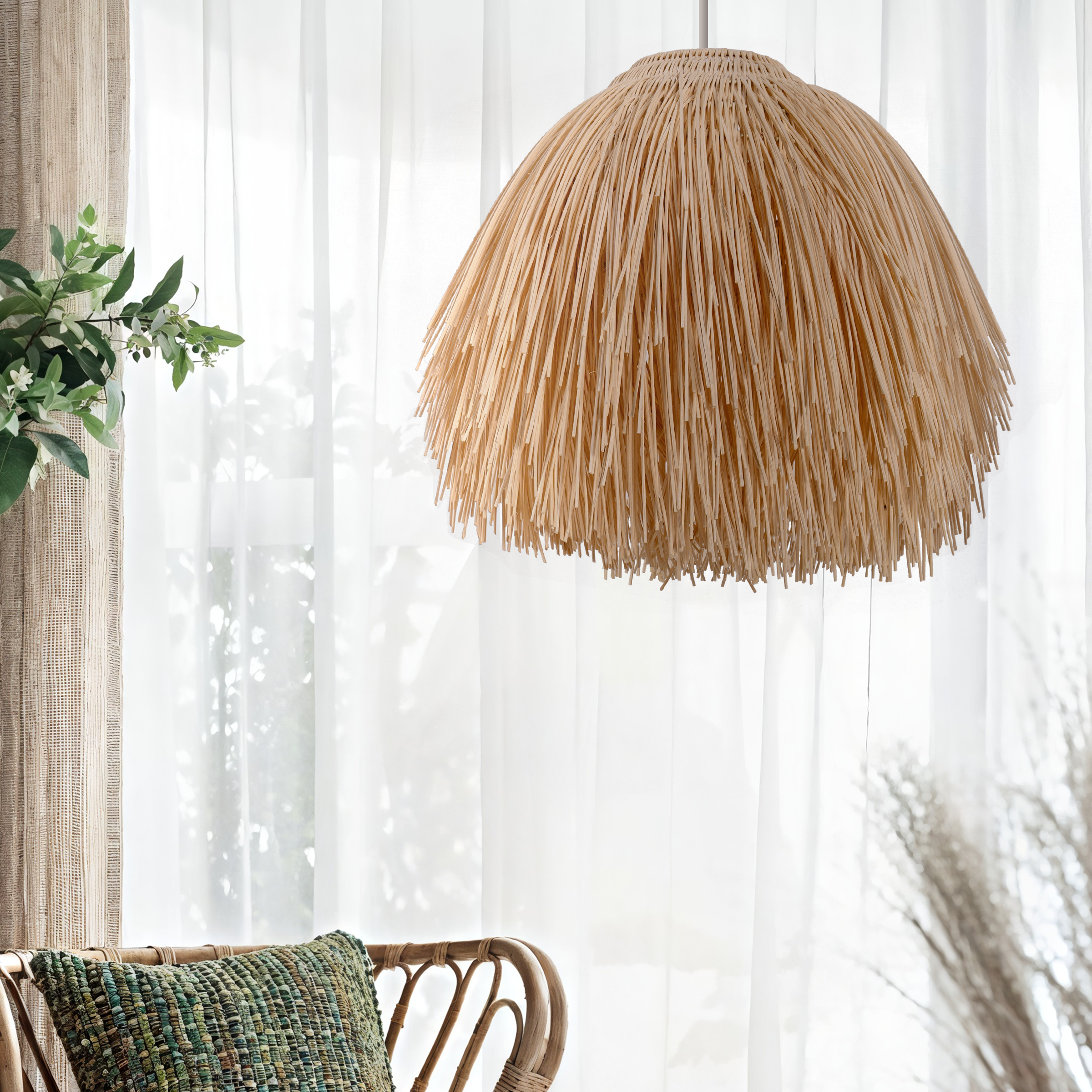 Japanese Scarecrow Rattan Pendant Light