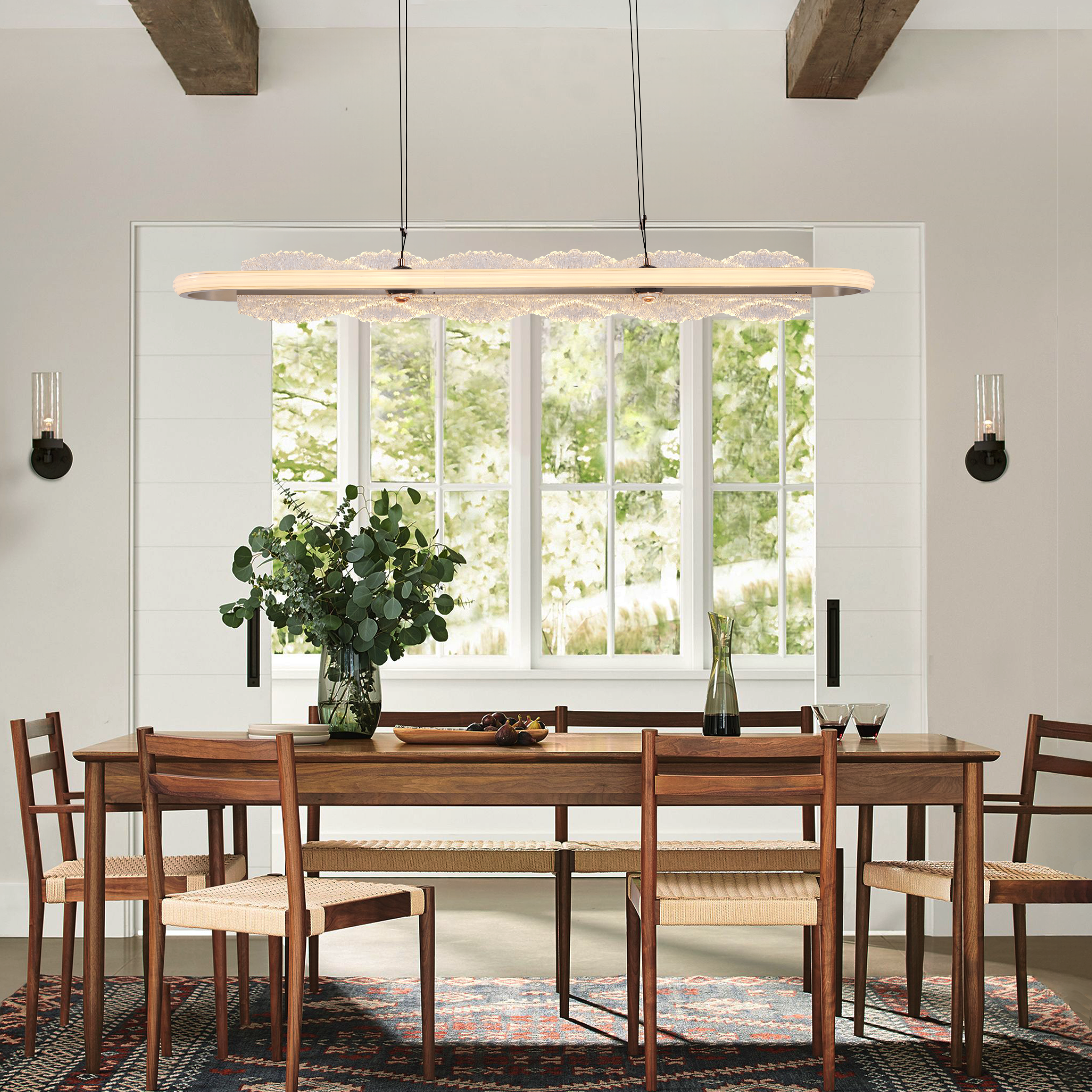 Sleek Aluminum and Acrylic Chandelier for Dinning Area