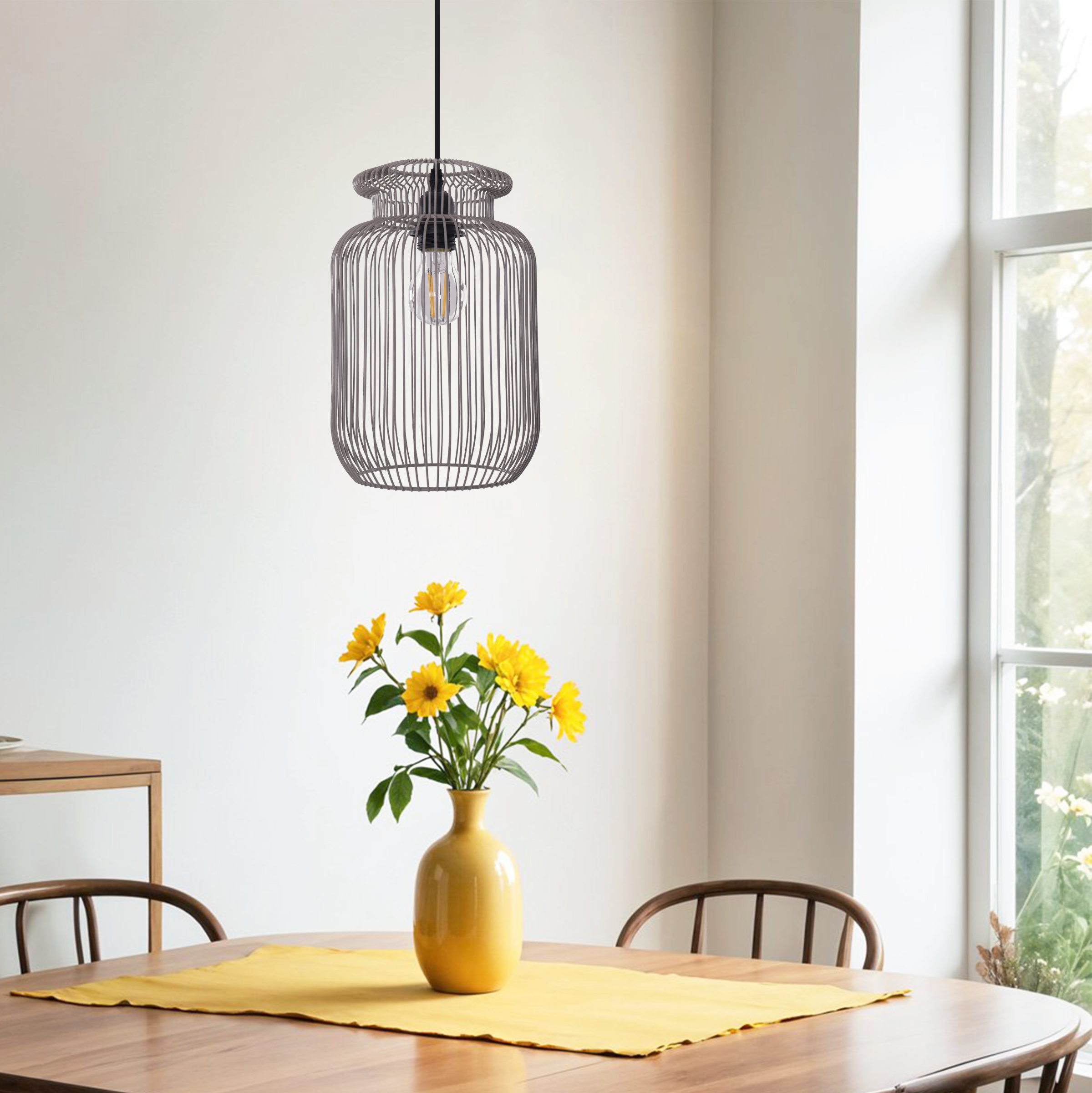 Sleek Modern Grey Iron Pendant Light for Home Décor