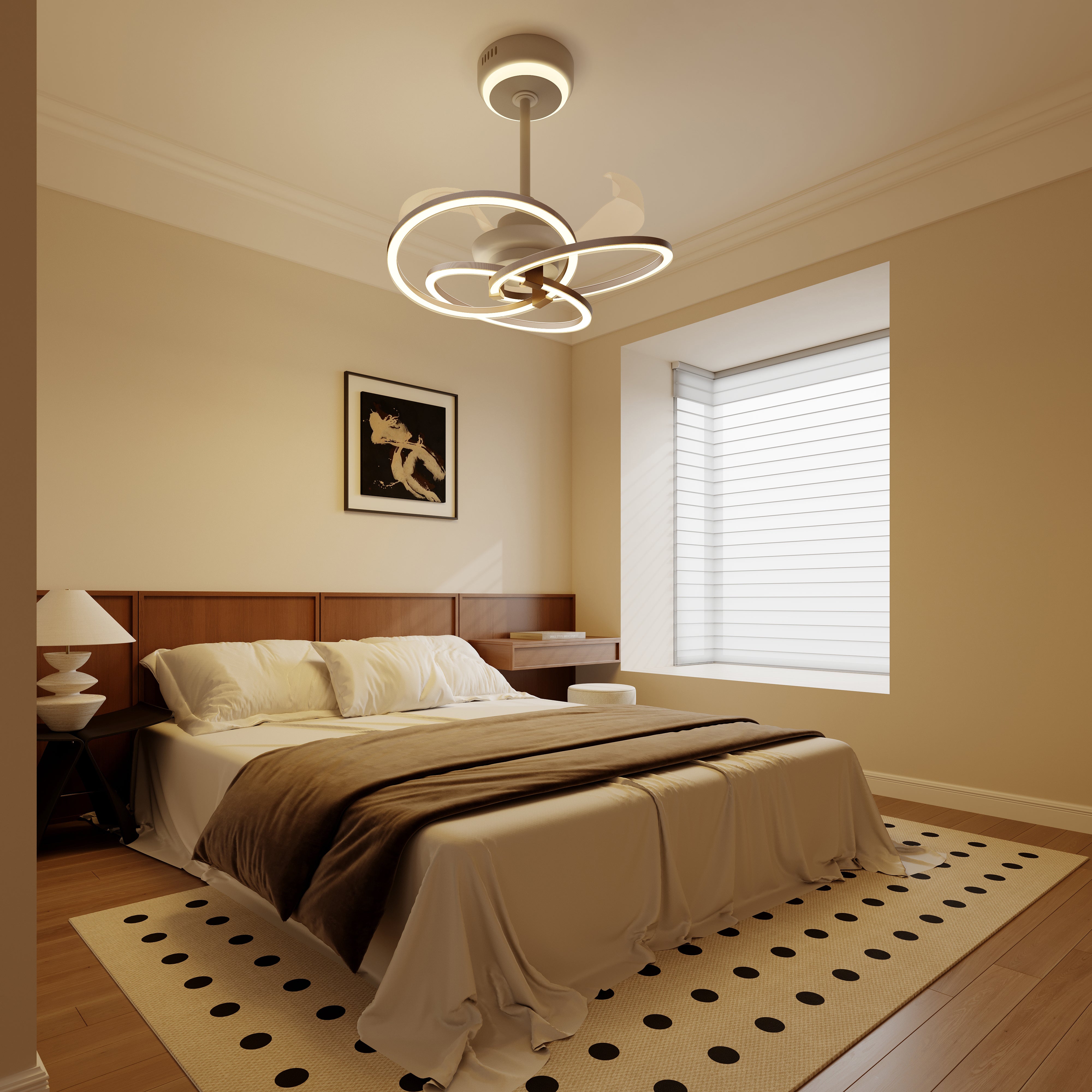 Quiet Copper Ceiling Fan Light with Remote Timer Control and Six-Speed Settings