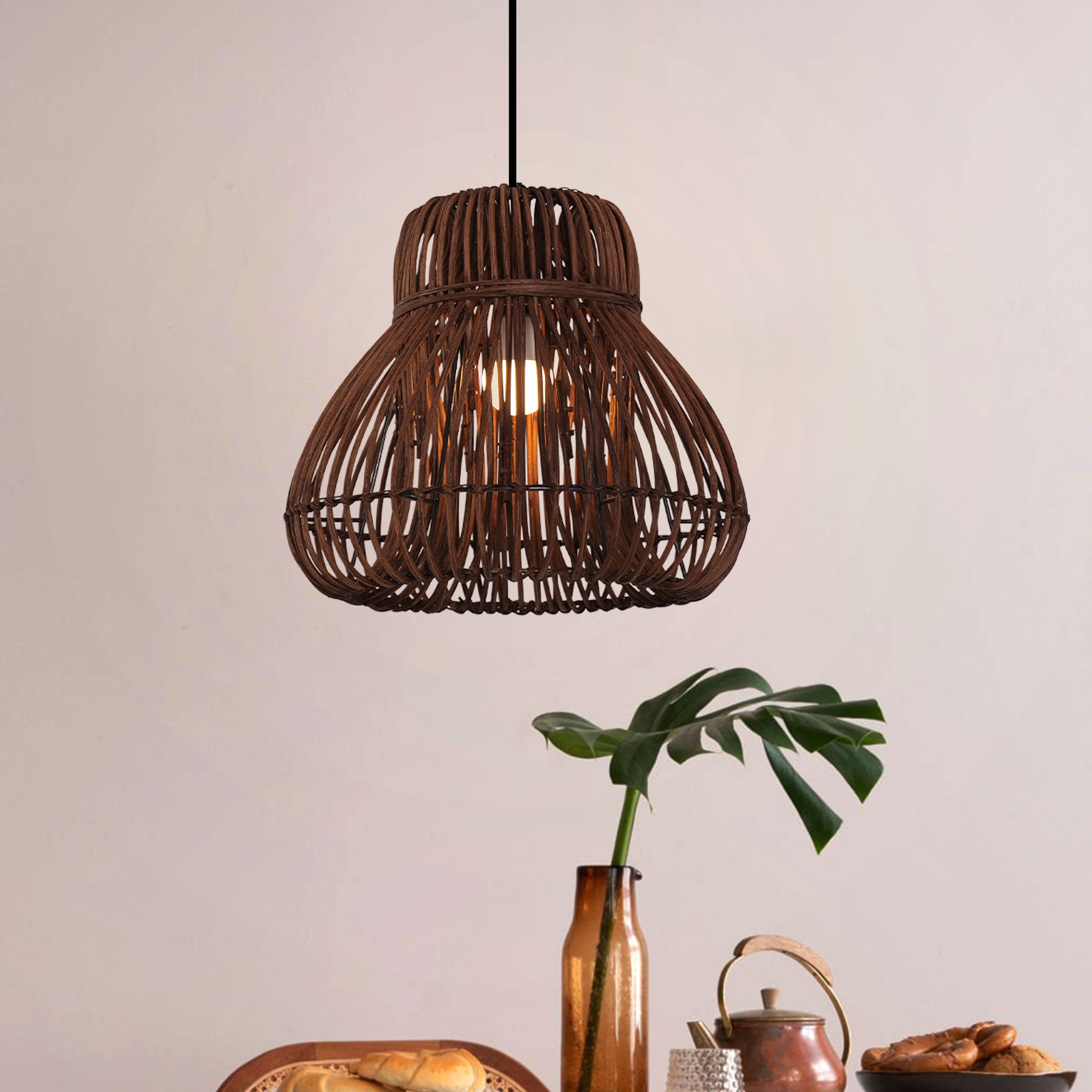 Natural Woven Rattan Pendant Light for Rustic Interiors