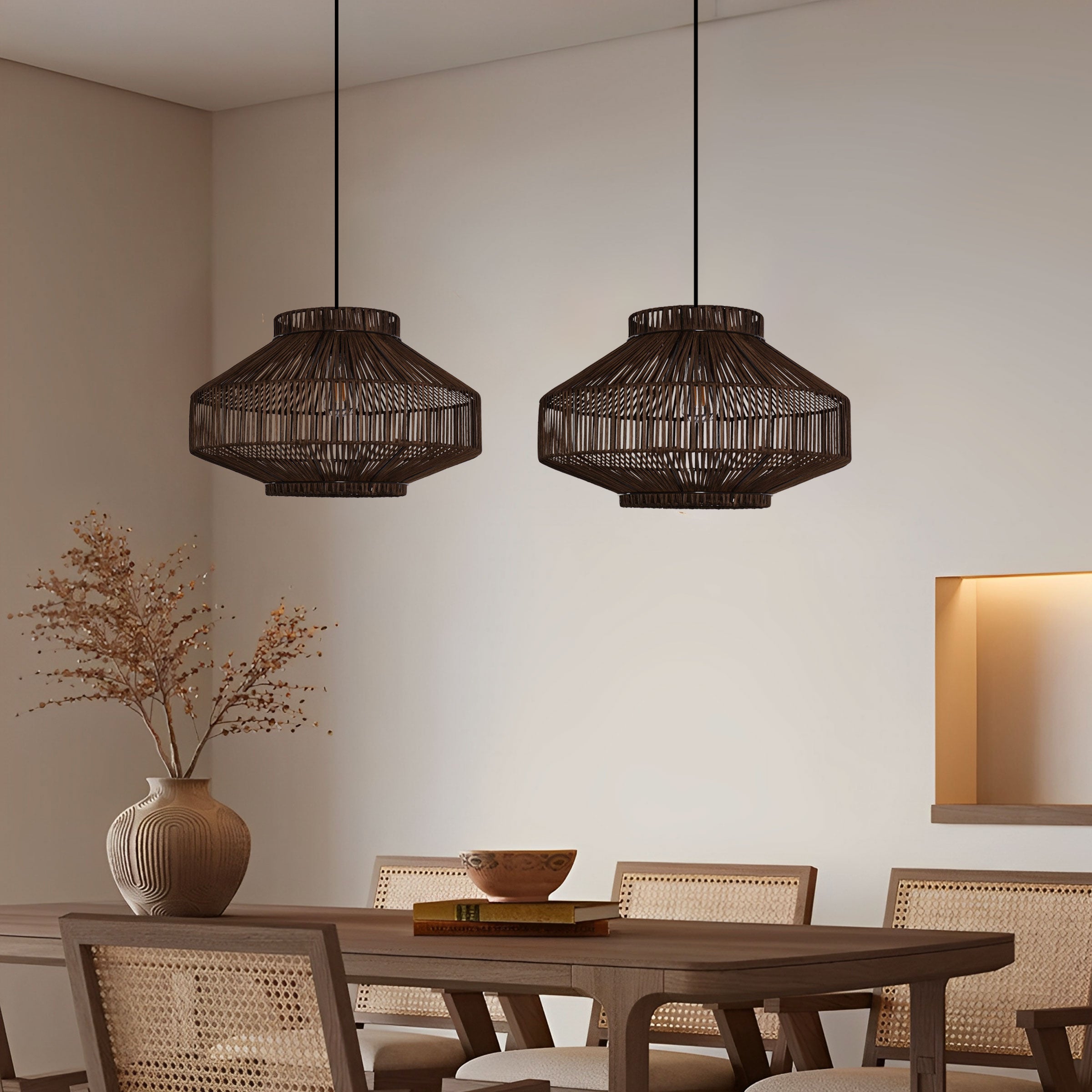 Natural Woven Rattan Pendant Light for Modern Boho Interiors