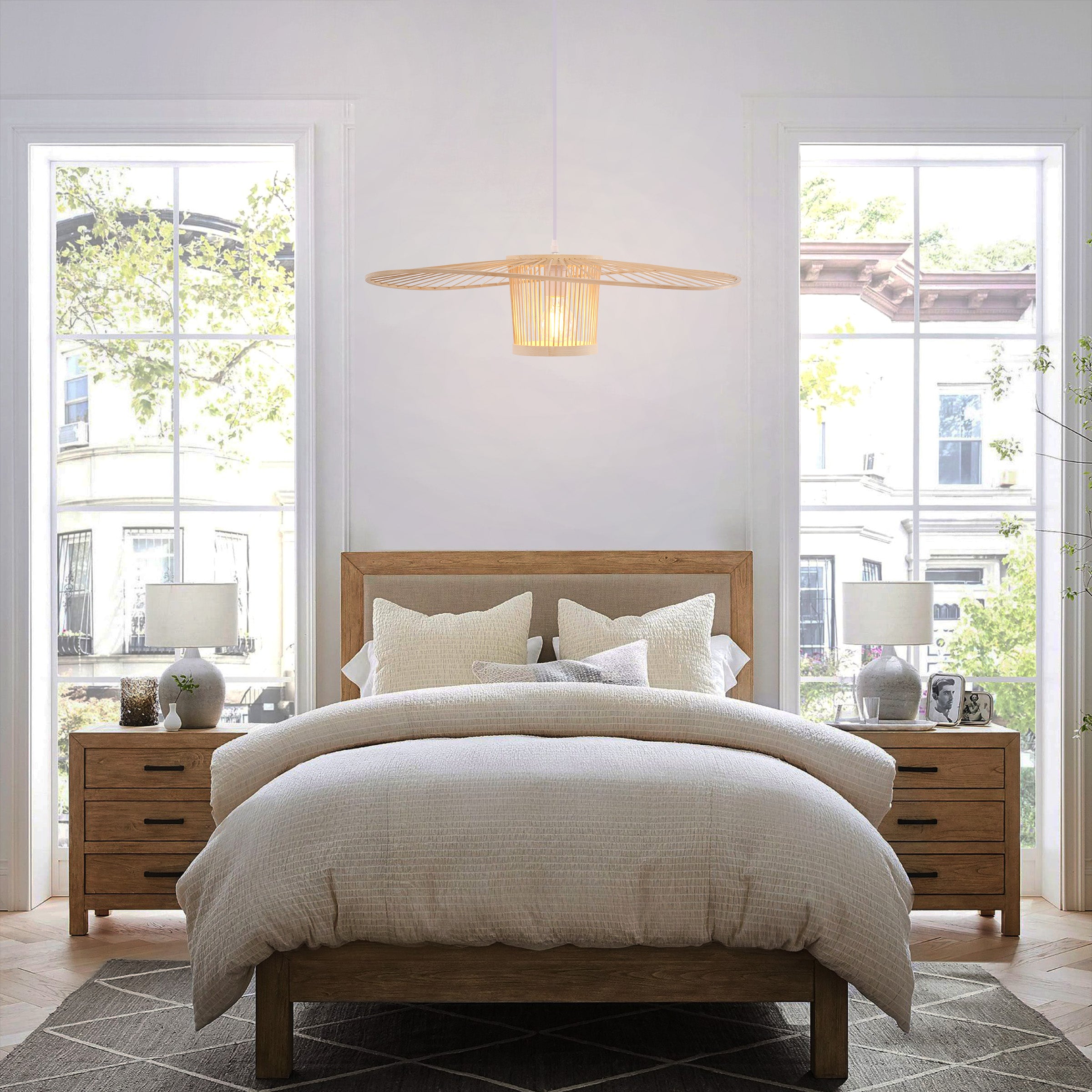 Fan-Shape Bamboo Pendant Light for Organic Elegance and Warmth