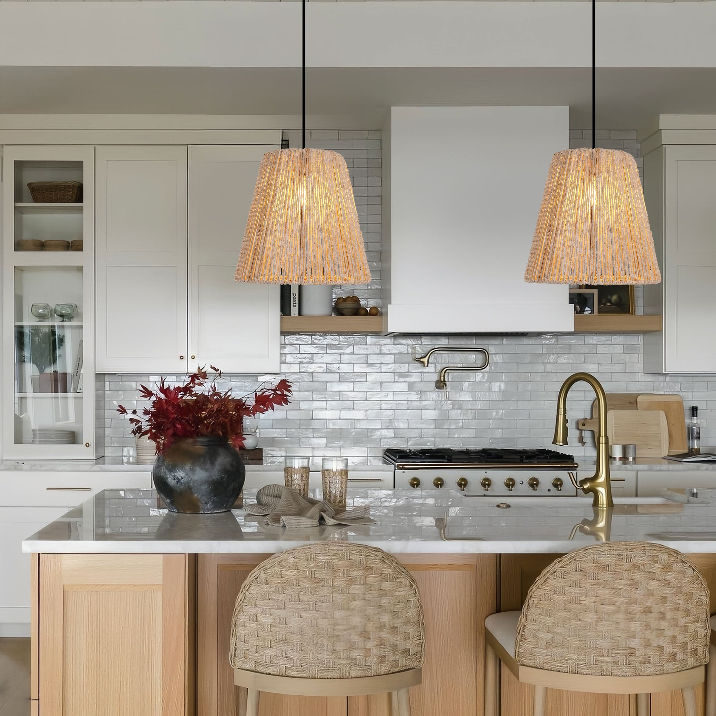 Rustic Hemp Rope Woven Pendant Light for Cozy Interiors