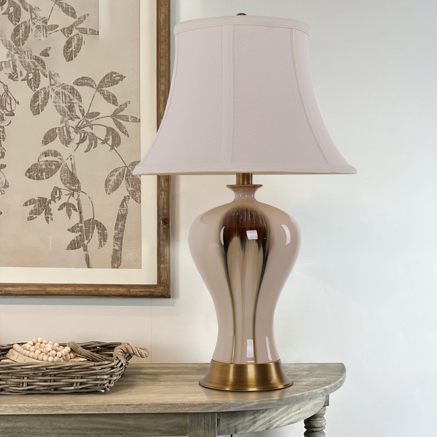 Black Gold Gradient Glazed Ceramic Table Lamp Vase Lamp