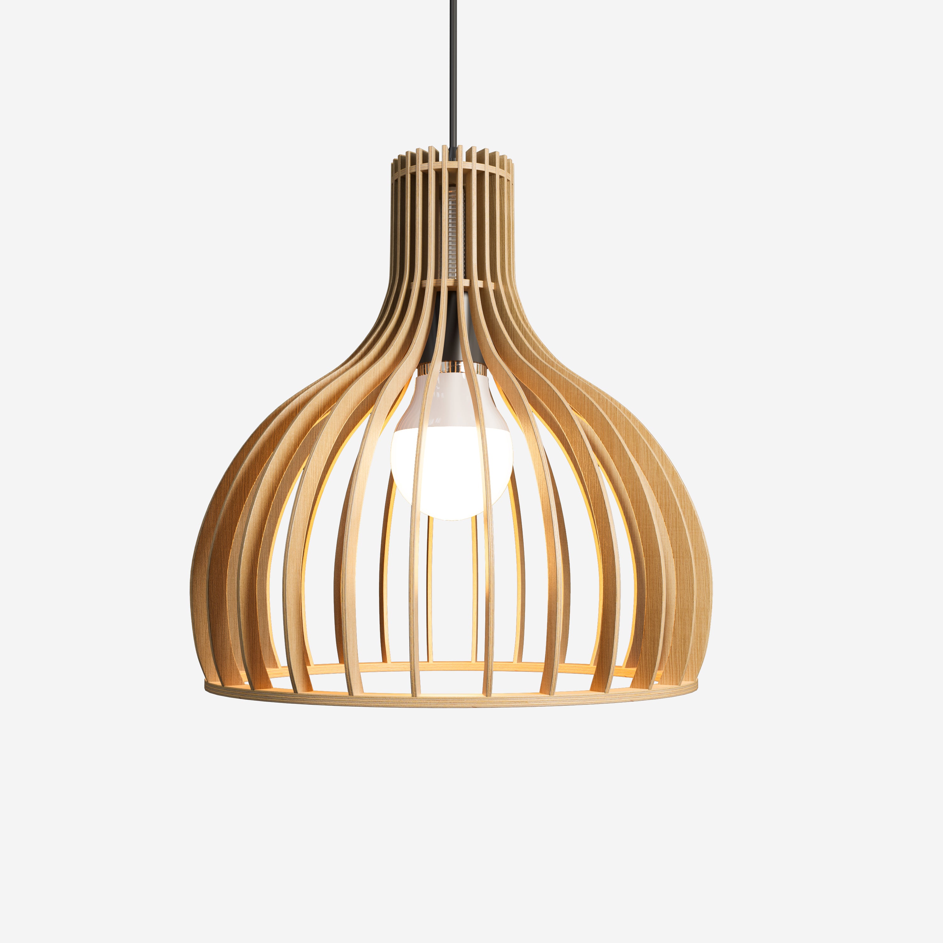 Shadome-Nordic Wooden Cage Hanging Pendant Light