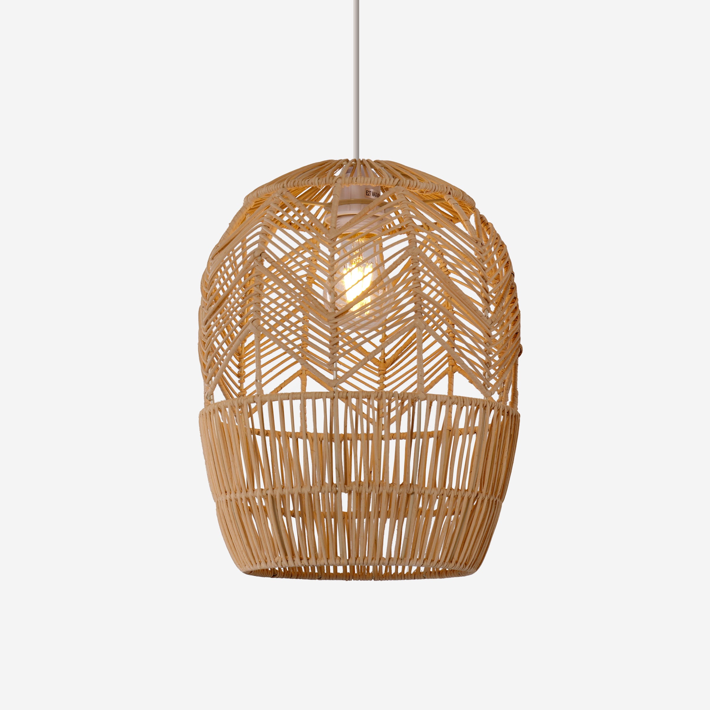 Corrugated Elliptical Rattan Pendant Light for Living Room & Dining Room
