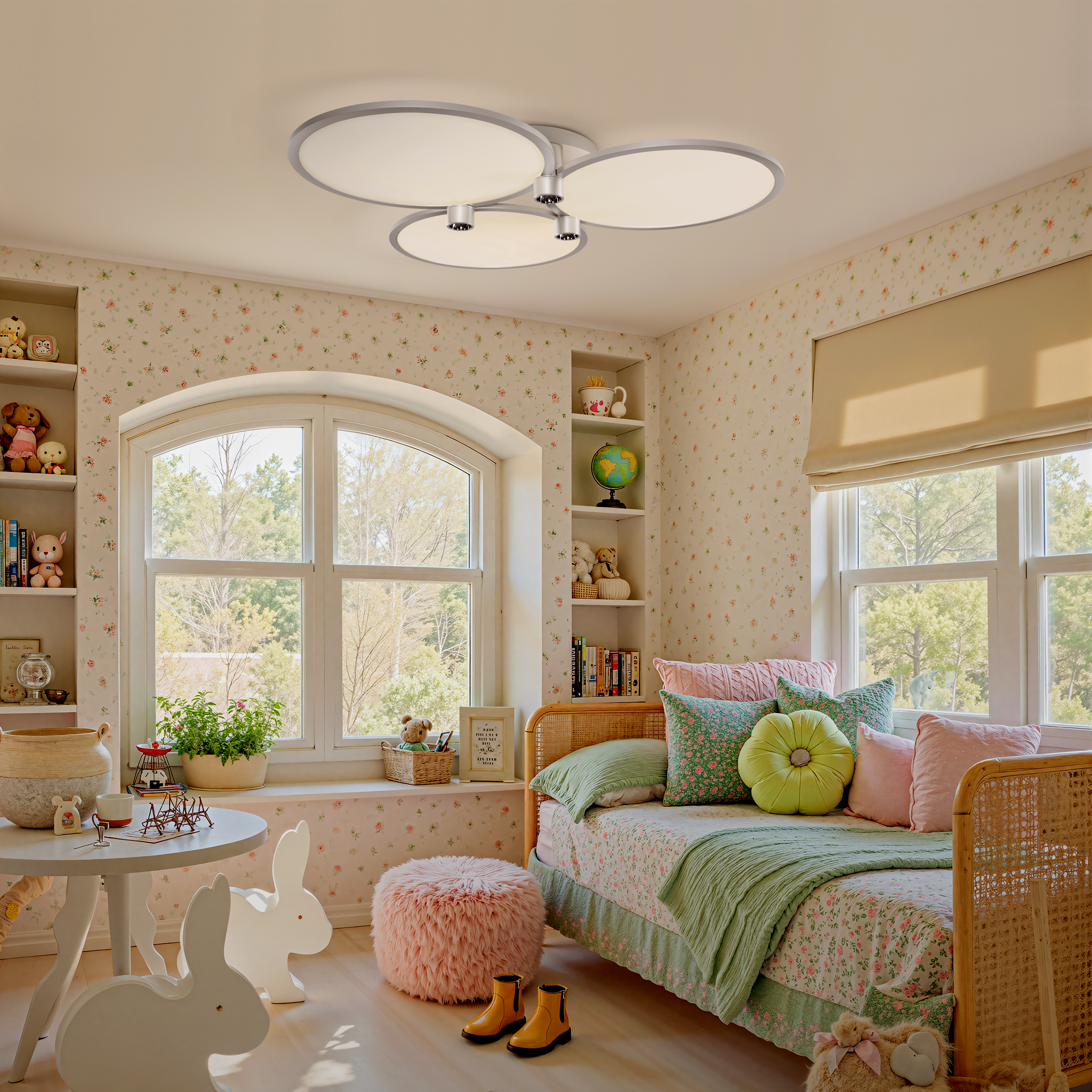 Modern Three-Disk Silver/Gold Full Spectrum Ceiling Light