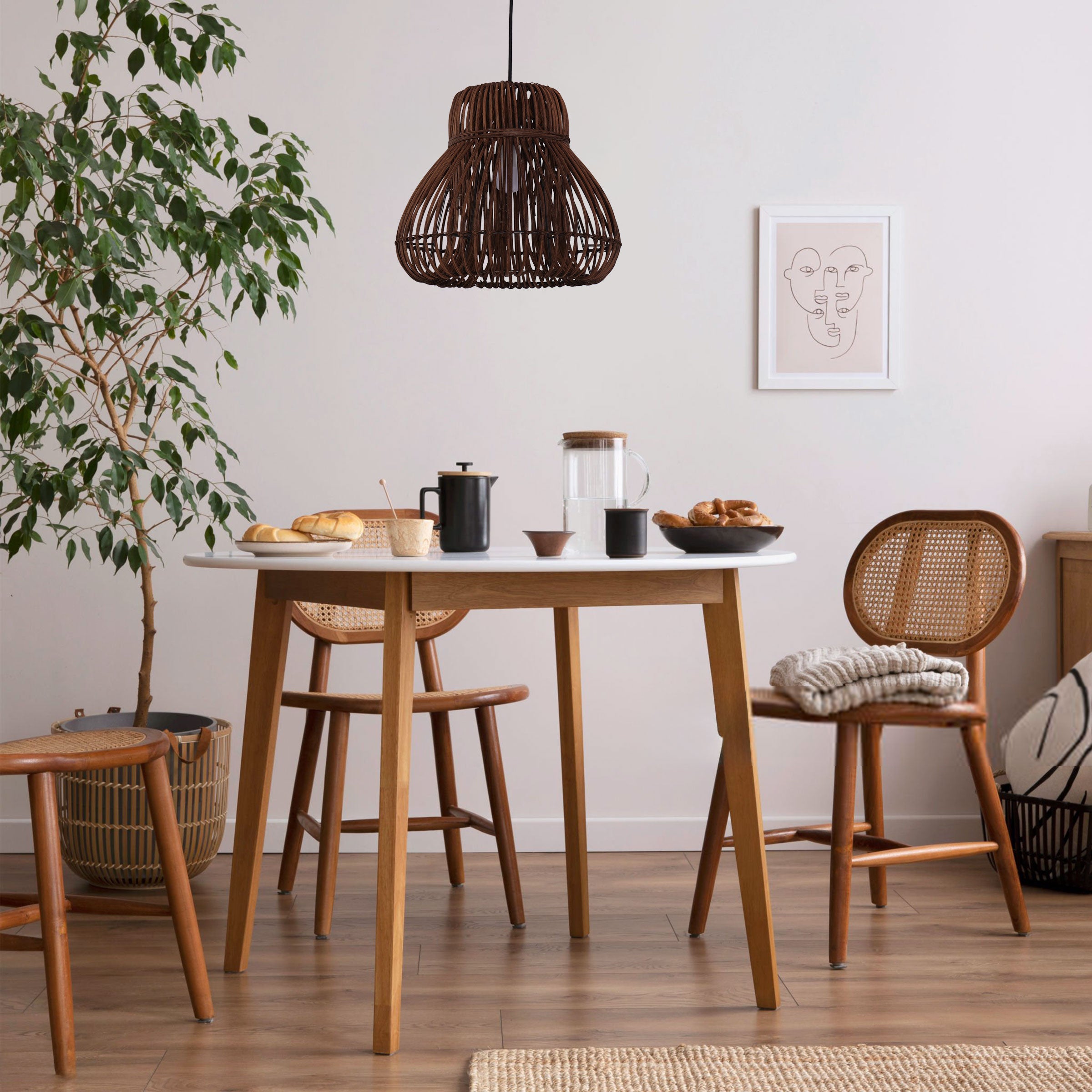 Natural Woven Rattan Pendant Light for Rustic Interiors