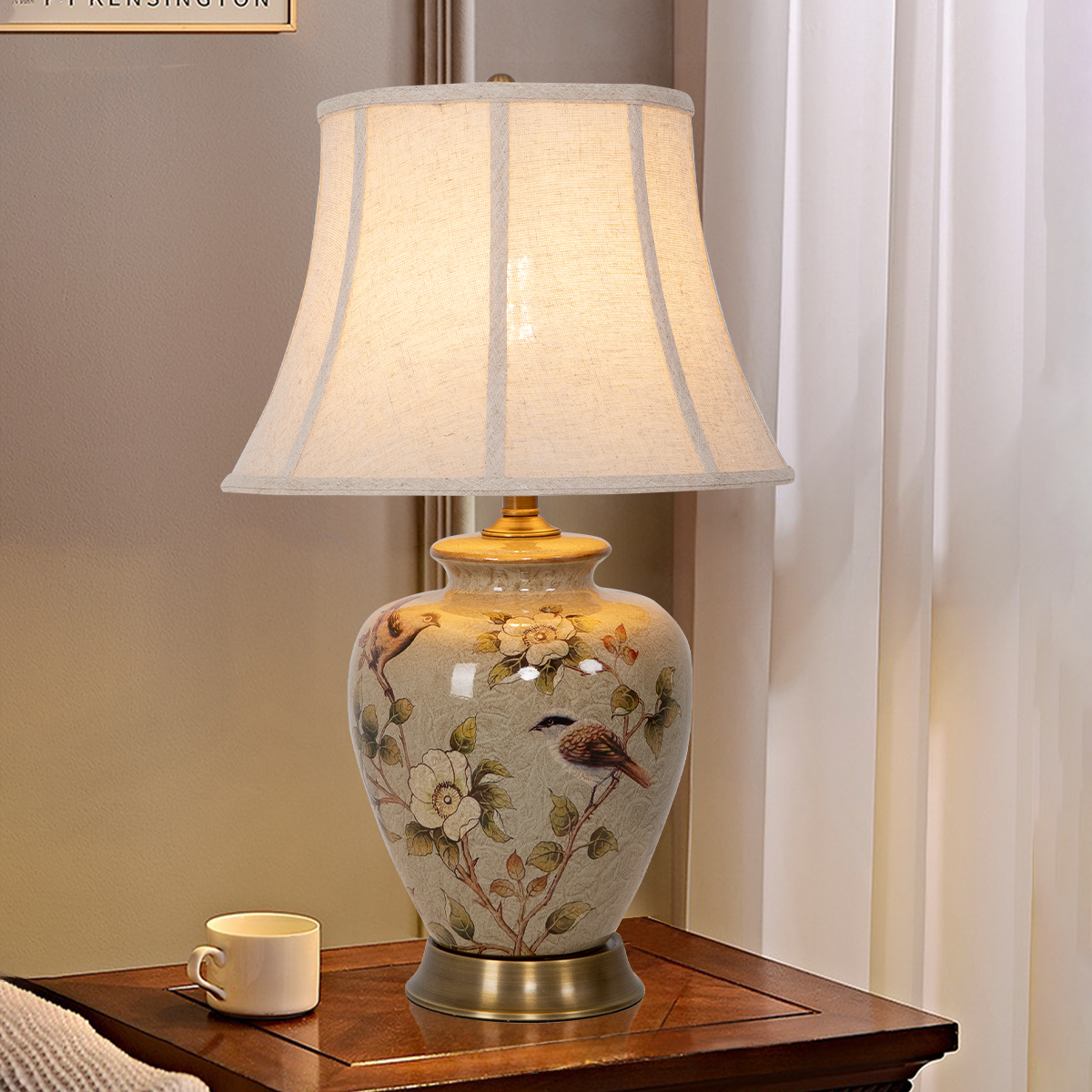 Vintage Ceramic Table Lamp – Hand-Painted for Bedroom & Living Room