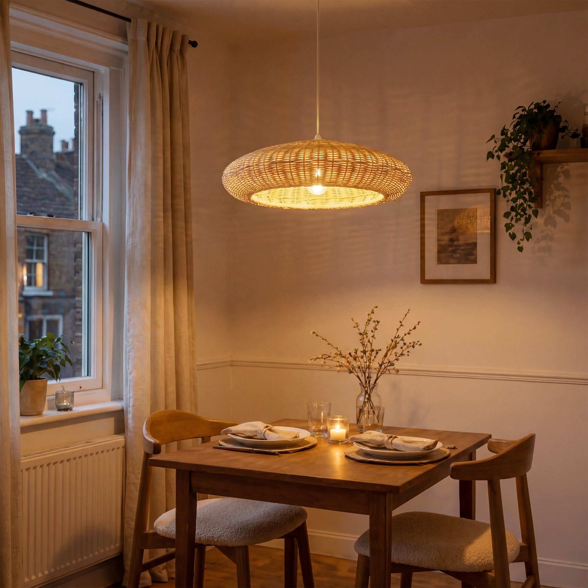 Shell-Inspired Rattan Pendant Light Natural Serenity