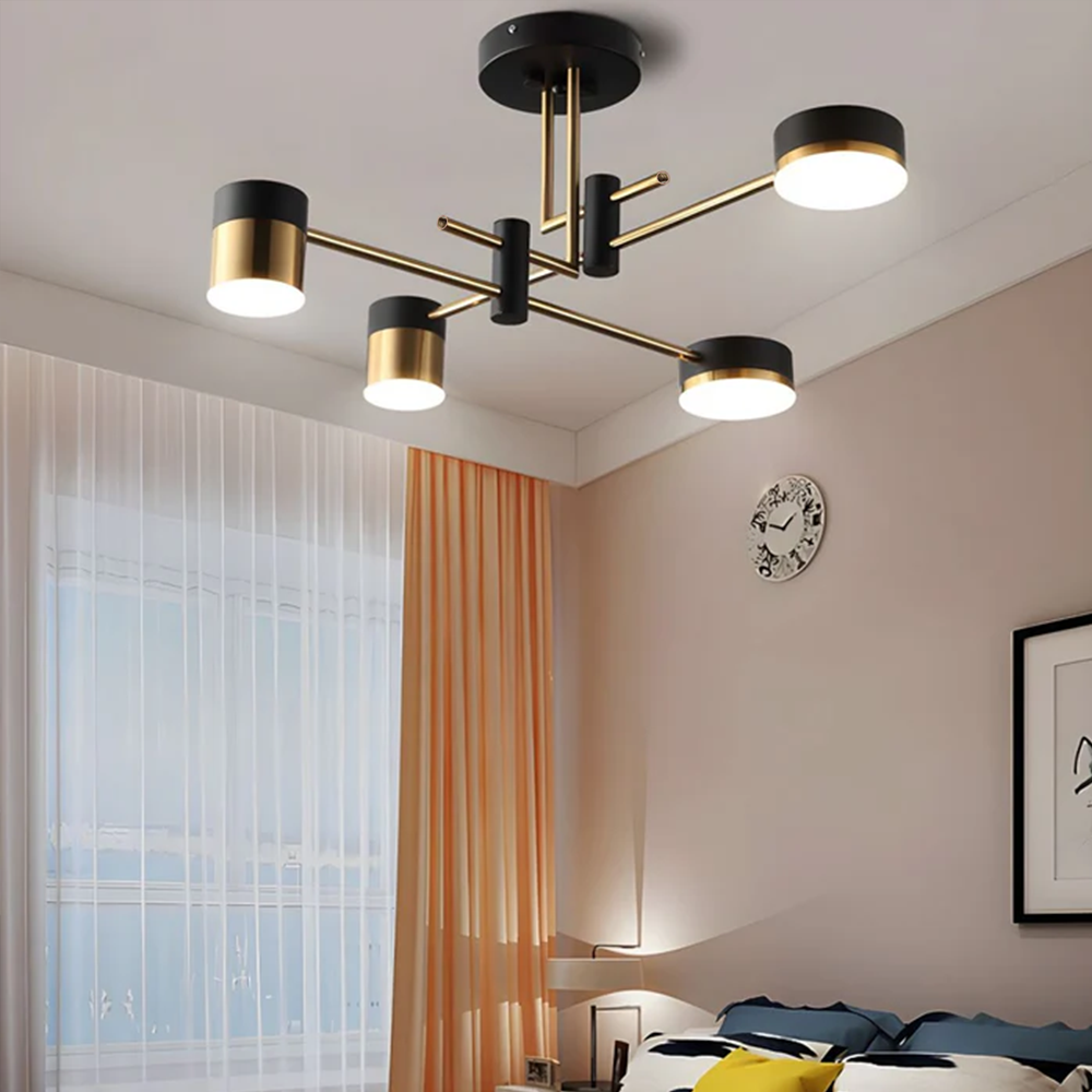 Modern Black & Gold LED Ceiling Light - Flush Mount with 3 Colour Temperature Modes