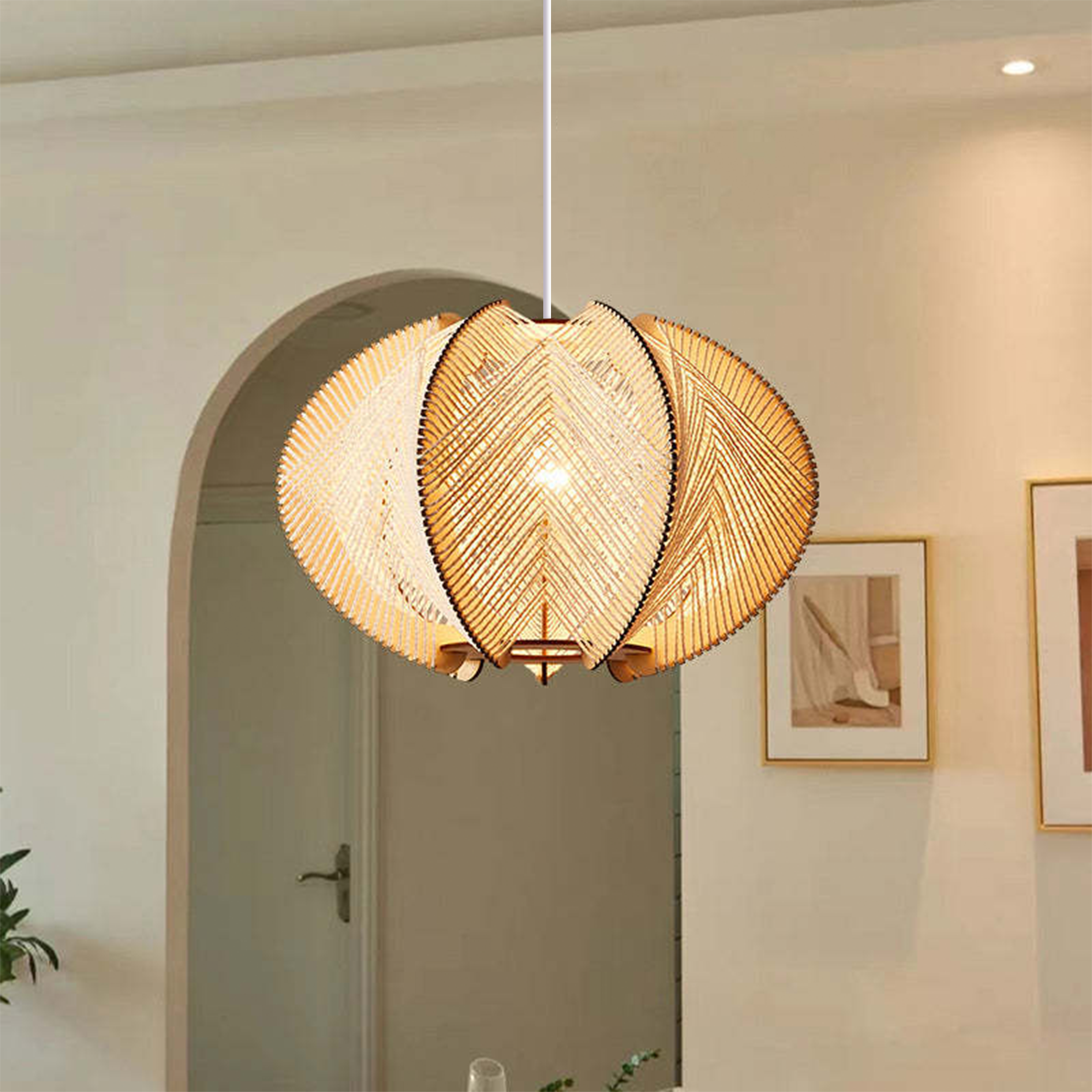 Handmade LED Wooden Pendant Light 40/50/60 Dia