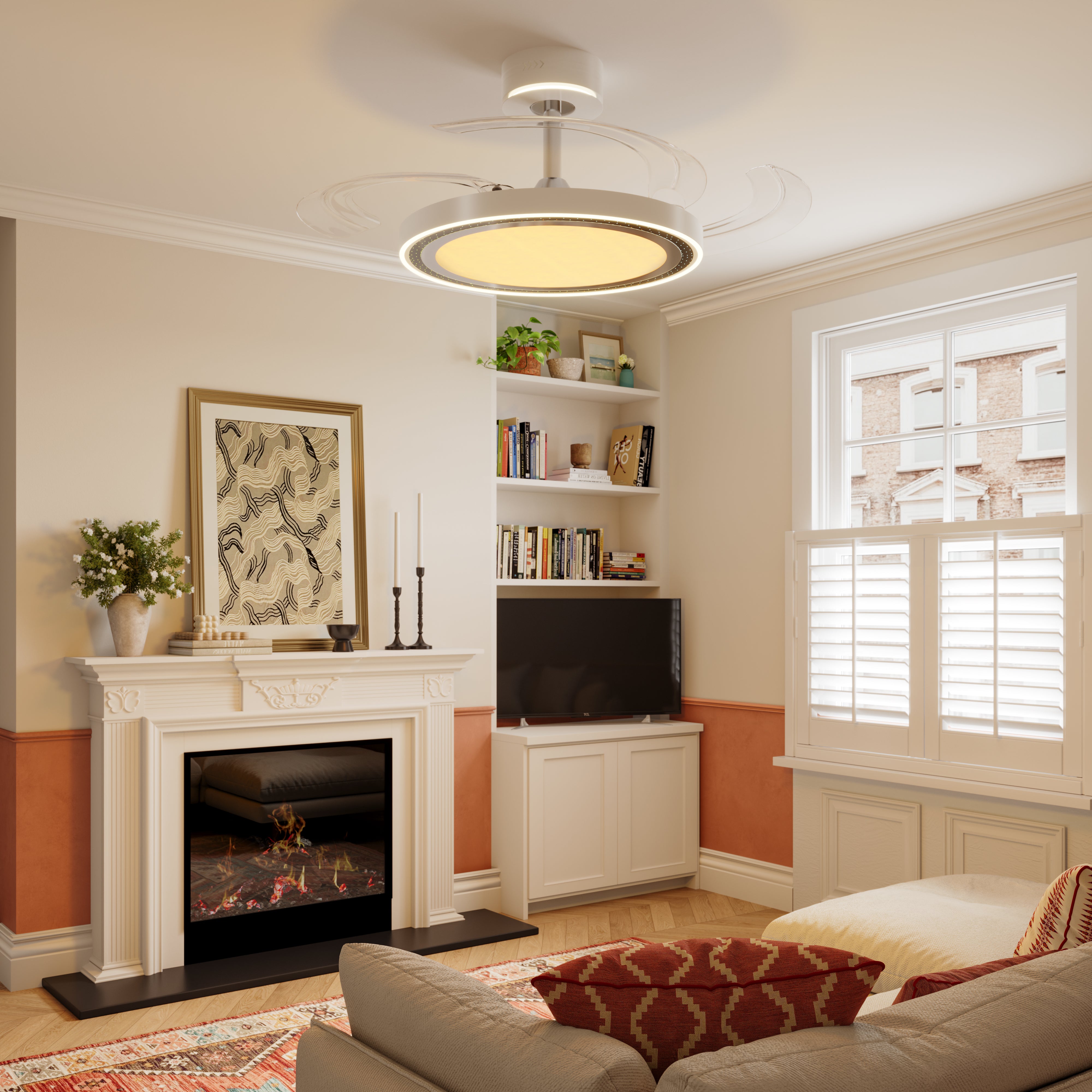 White 48 Inch Reversible LED Ceiling Fan Light with Remote