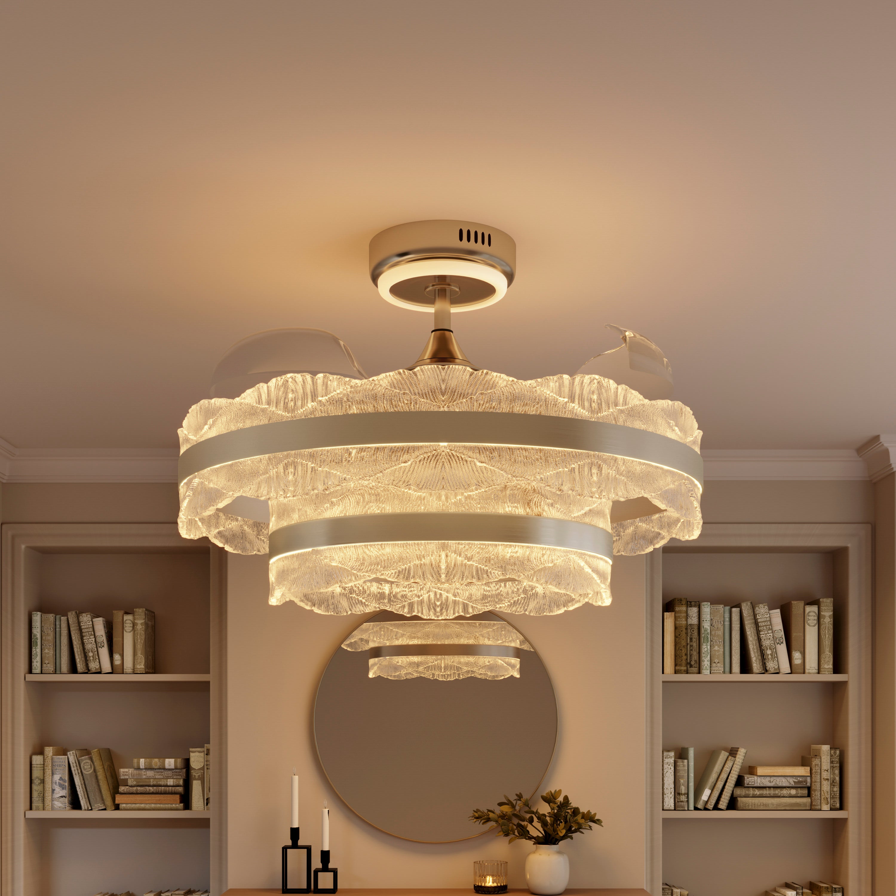 Acrylic Adjustable Colour Temperature Fan Light with Remote & Timer Control