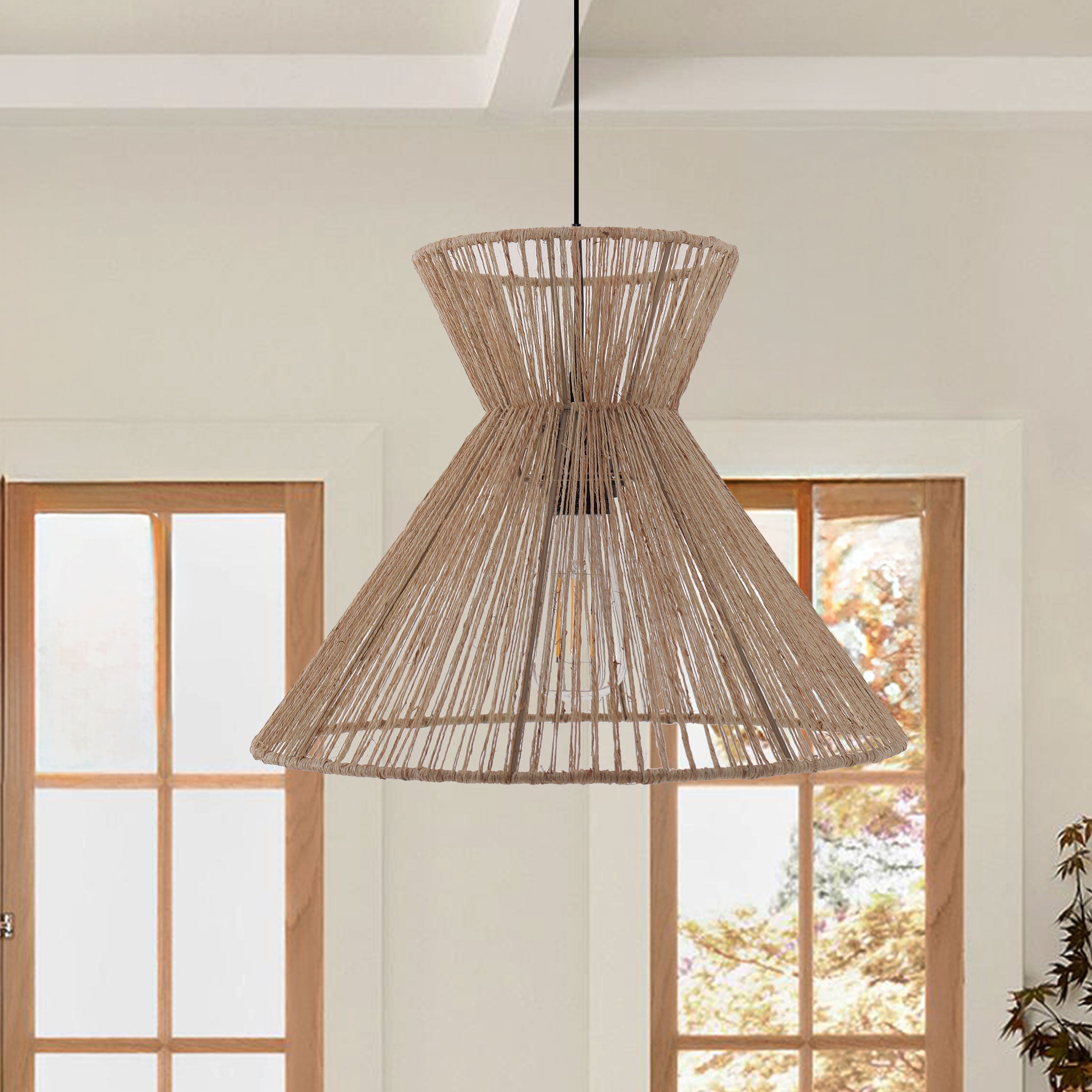 Handcrafted Paper Rope Pendant Light  for Cozy Living Spaces