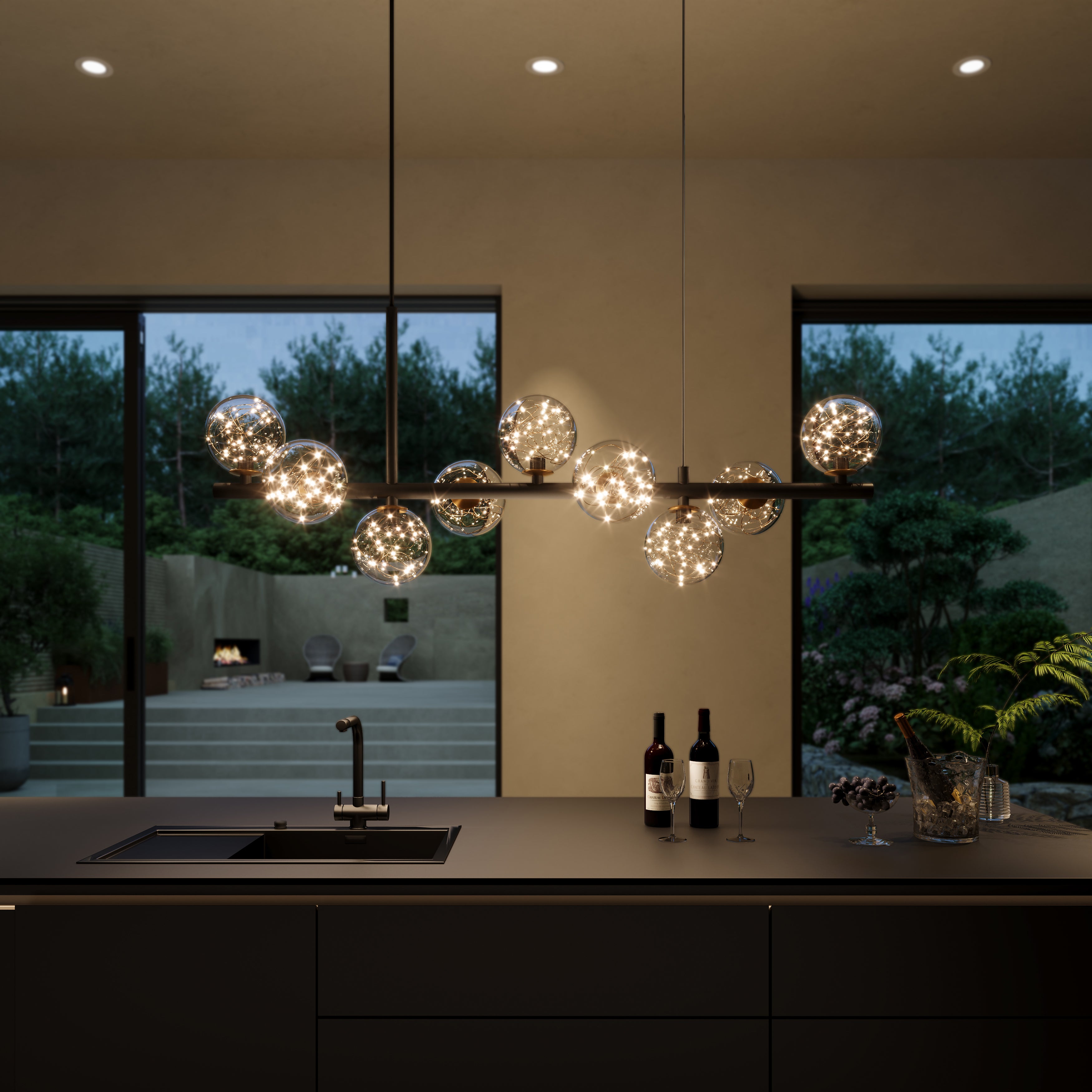 Cumulus - Modern Metal Chandelier with LED Starry Sky Effect