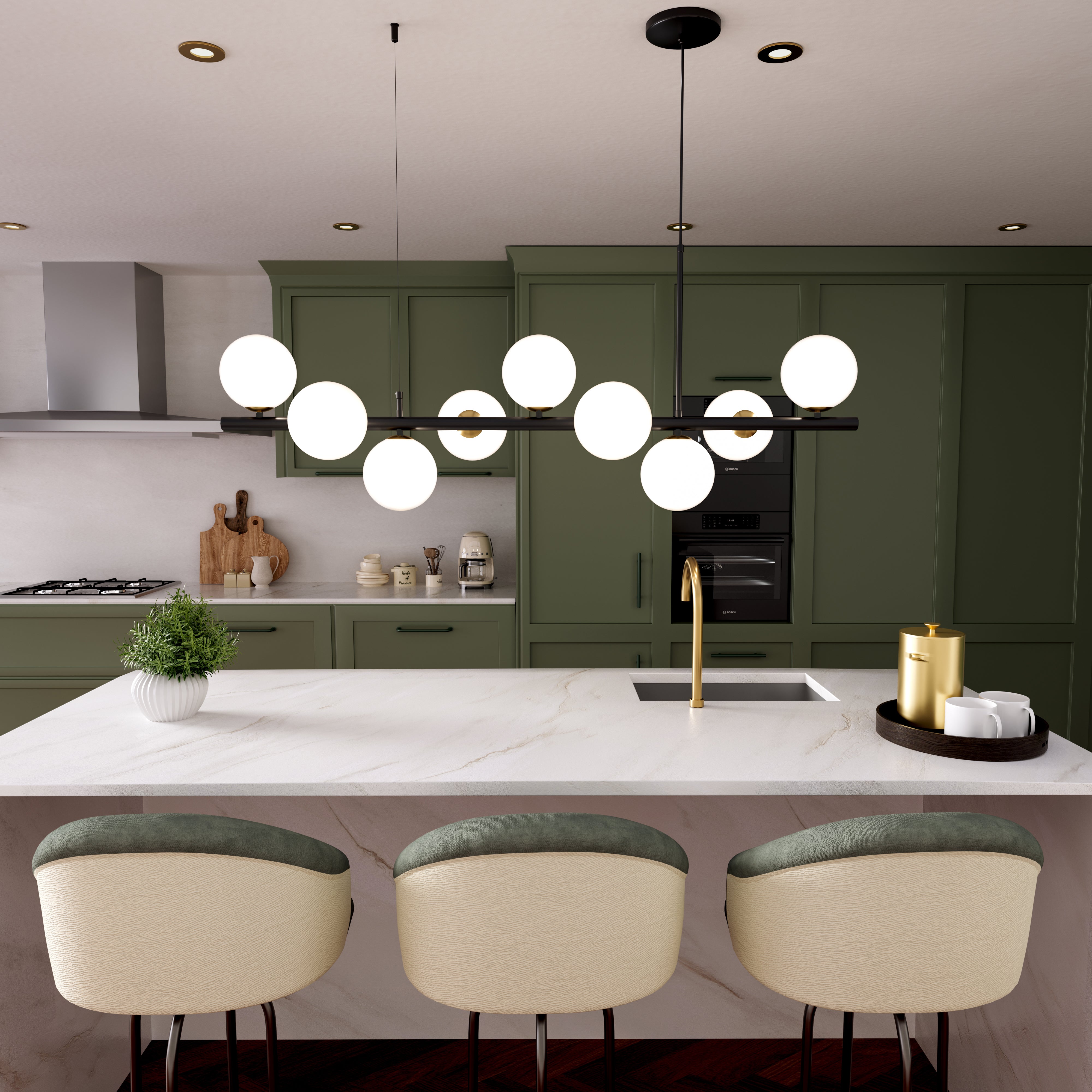 Cumulus - Modern Metal Chandelier with LED White Shade