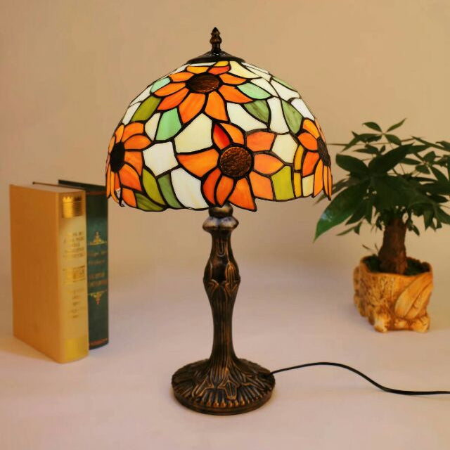 Floral Tiffany Table Lamp | Handcrafted Stained Glass Art Piece for Home Decor