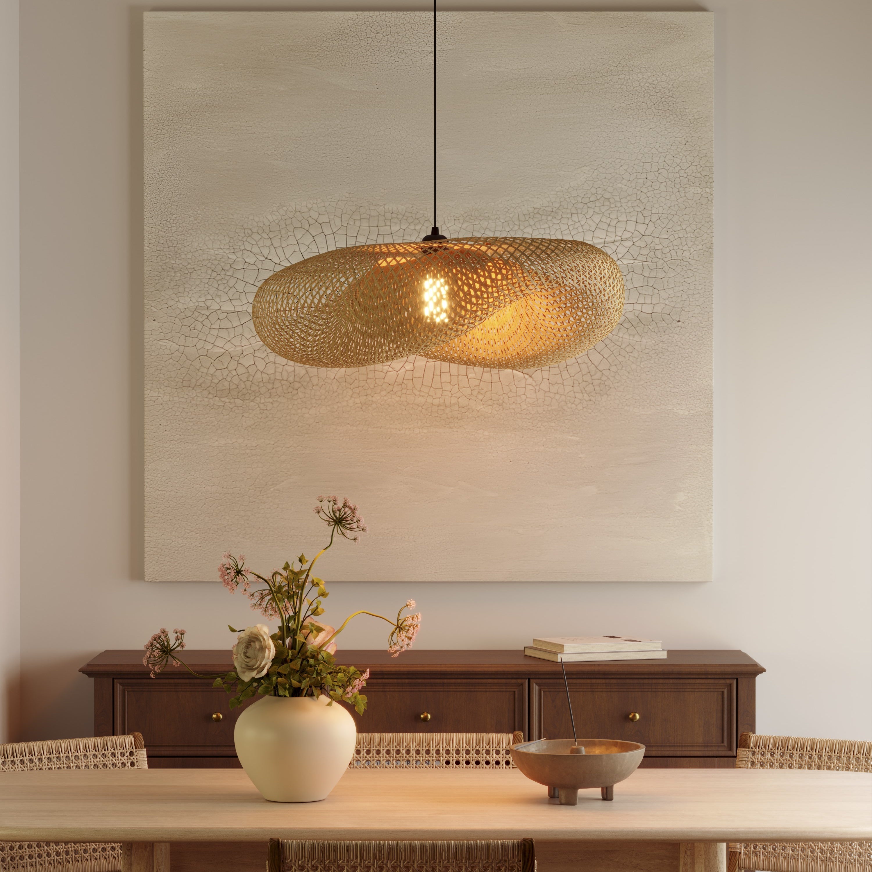 Handmade Bamboo Pendant Light Fitting | Eco-Friendly Woven Ceiling Light