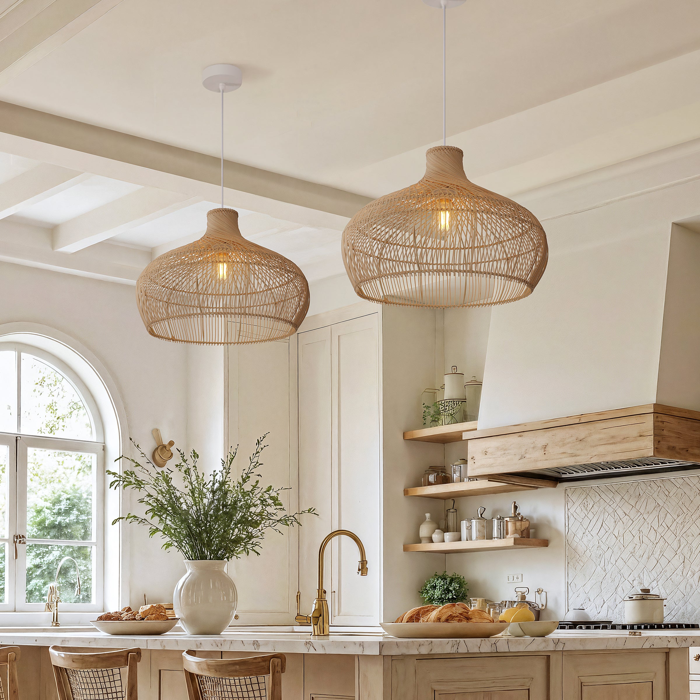 Cella-Handwoven Gourd Shaped Rattan Pendant Light