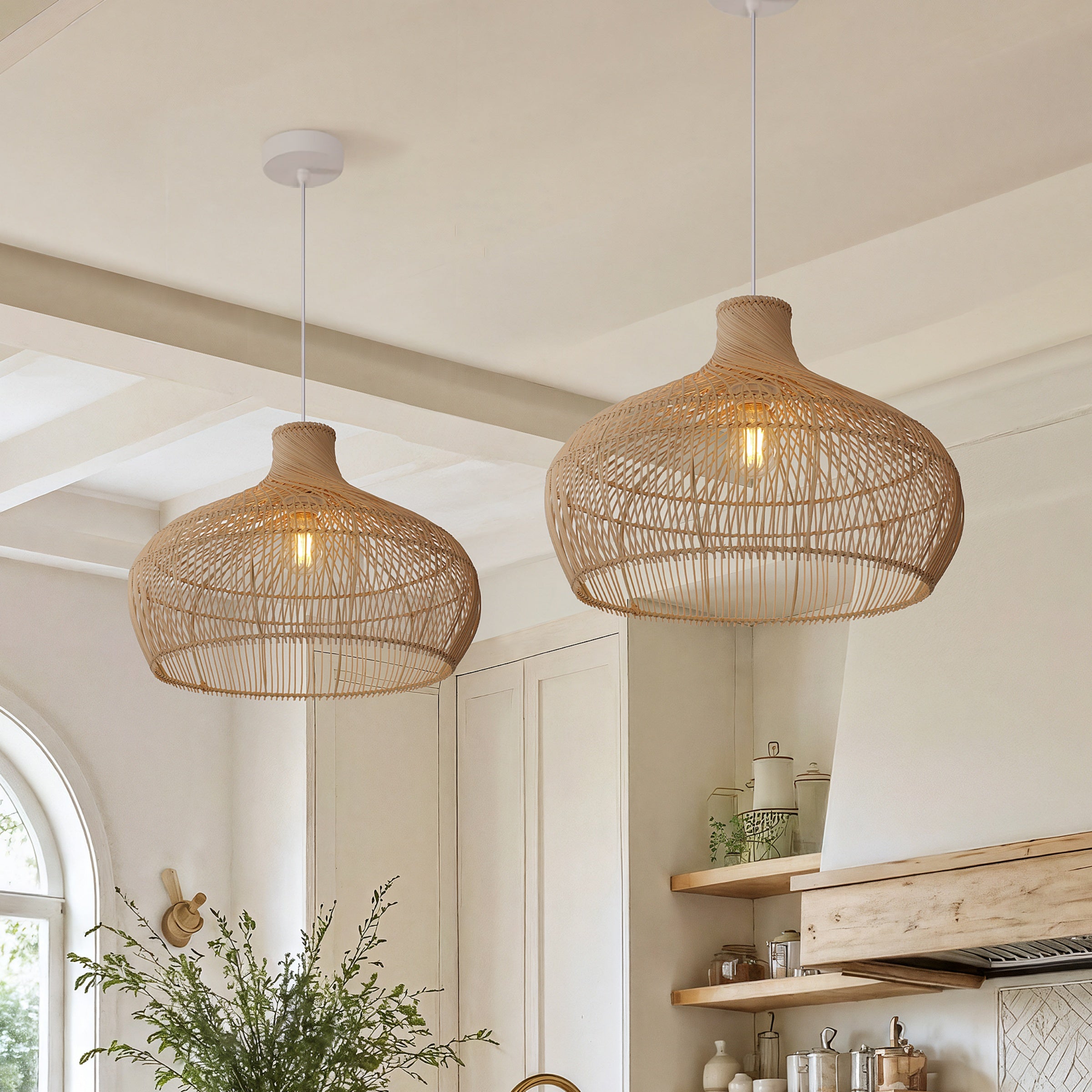 Cella-Handwoven Gourd Shaped Rattan Pendant Light