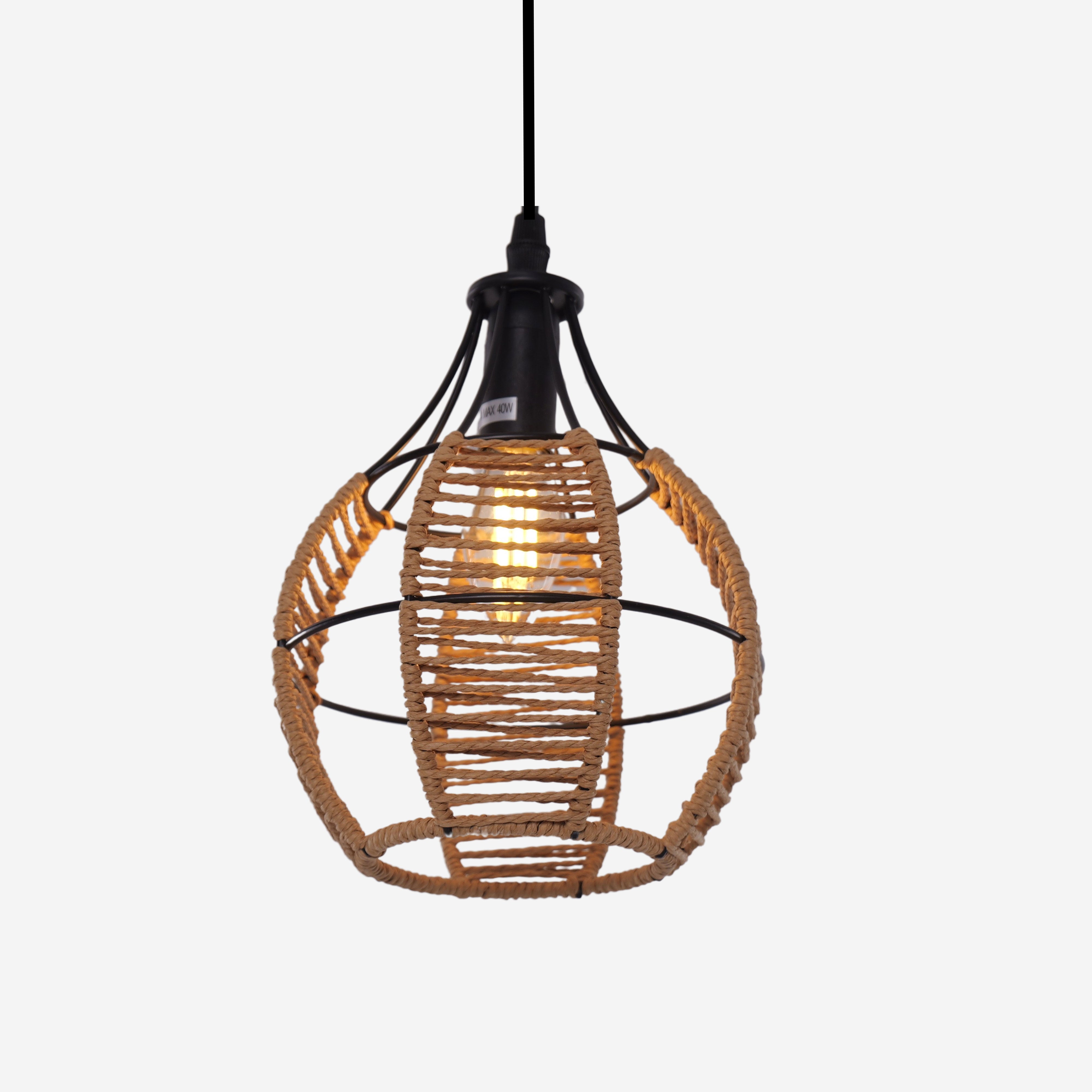 Woven Paper Rope Pendant Light for Cozy Elegance and Timeless Charm