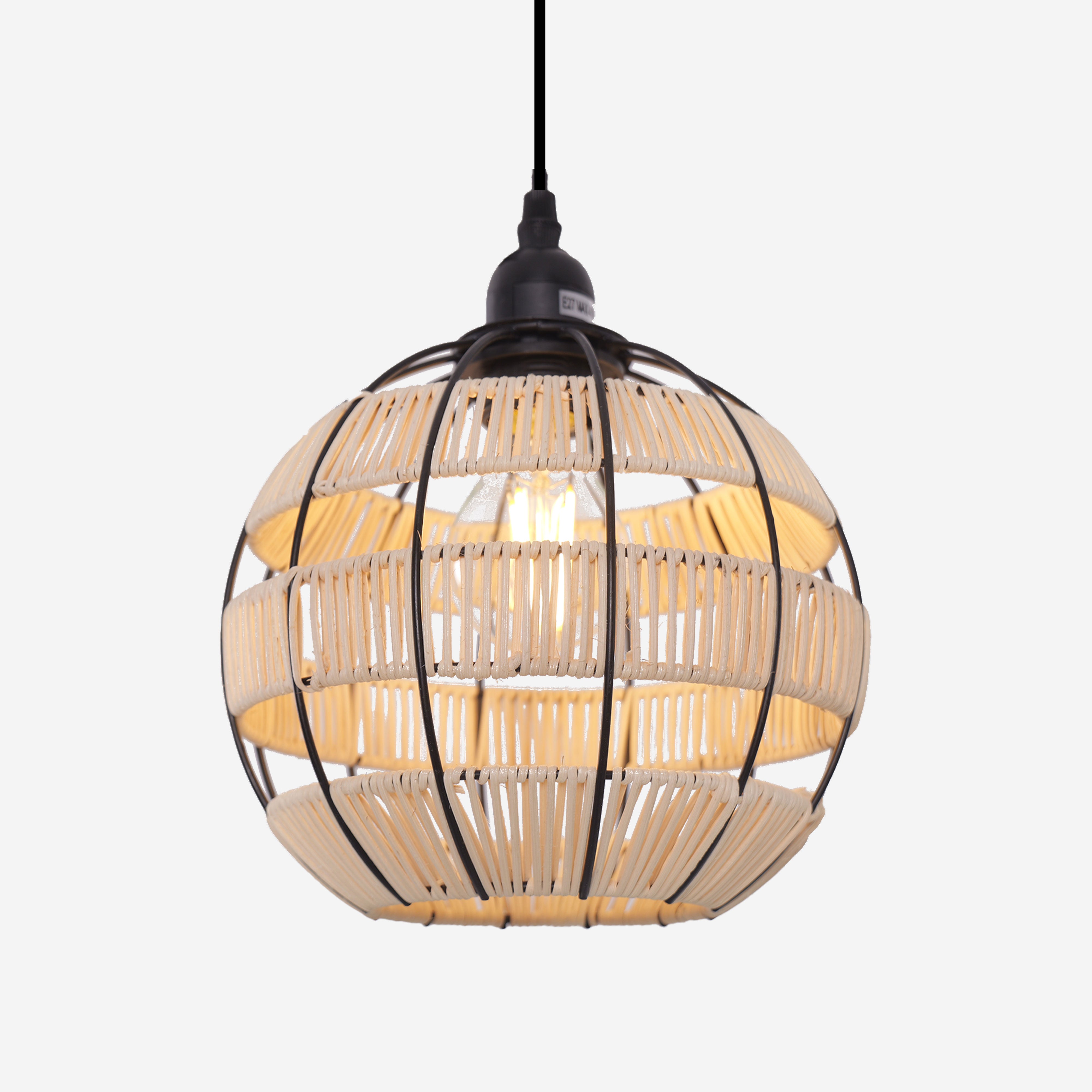 Woven Sphere Pendant Light for Cozy Natural Elegance