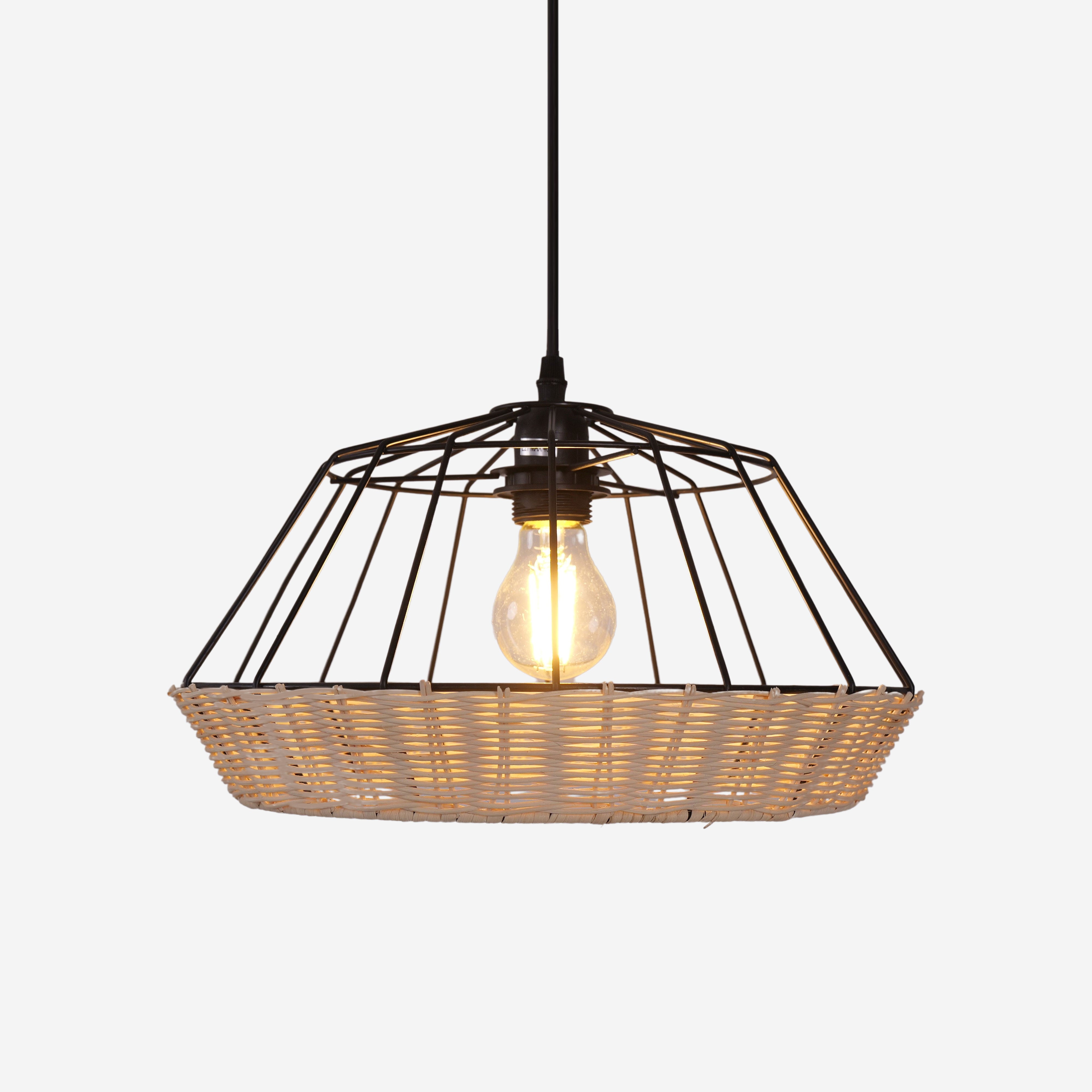 Geometric Rattan Pendant Light for a Touch of Natural Modernity