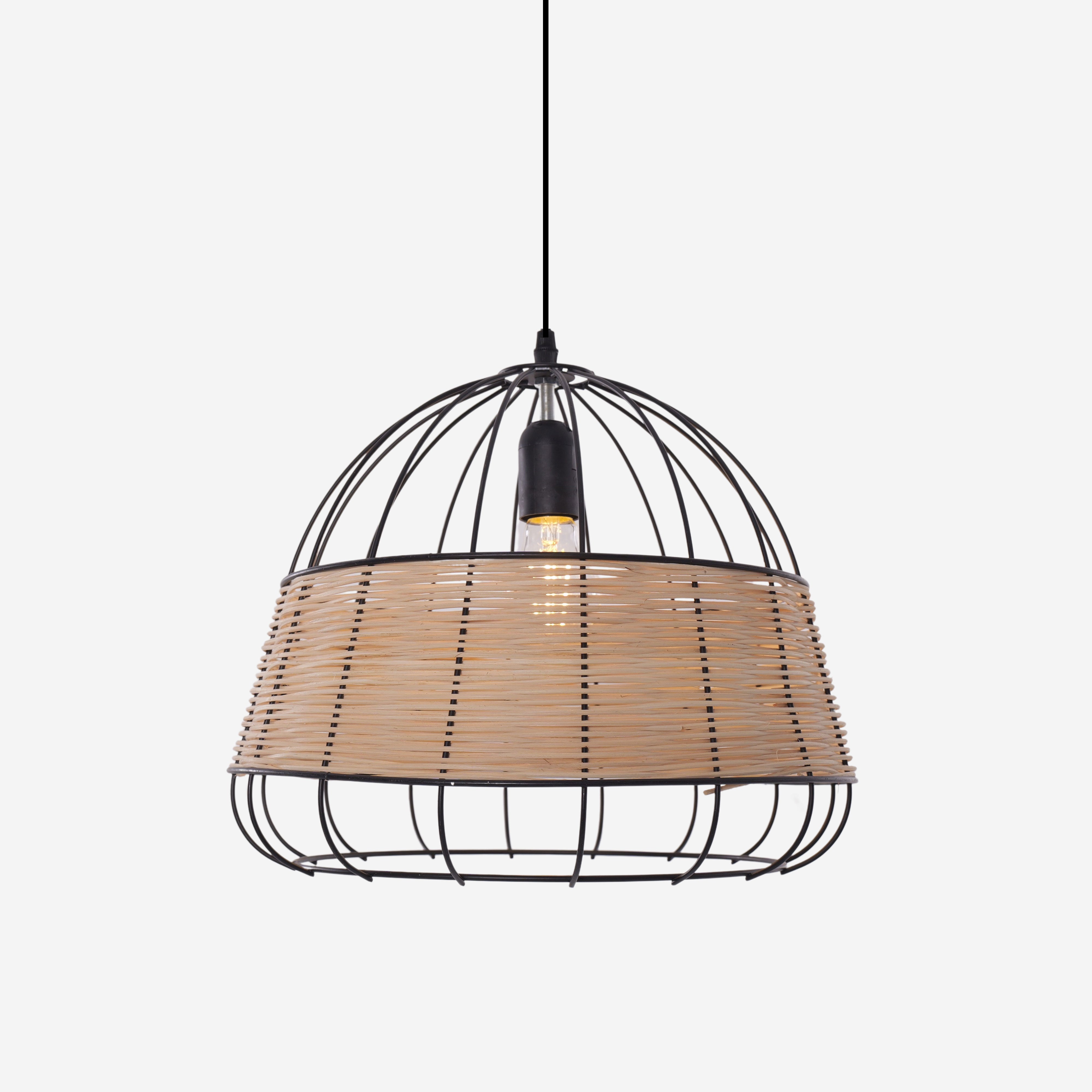 Handcrafted Rattan Pendant Light with Iron Frame for Home Décor