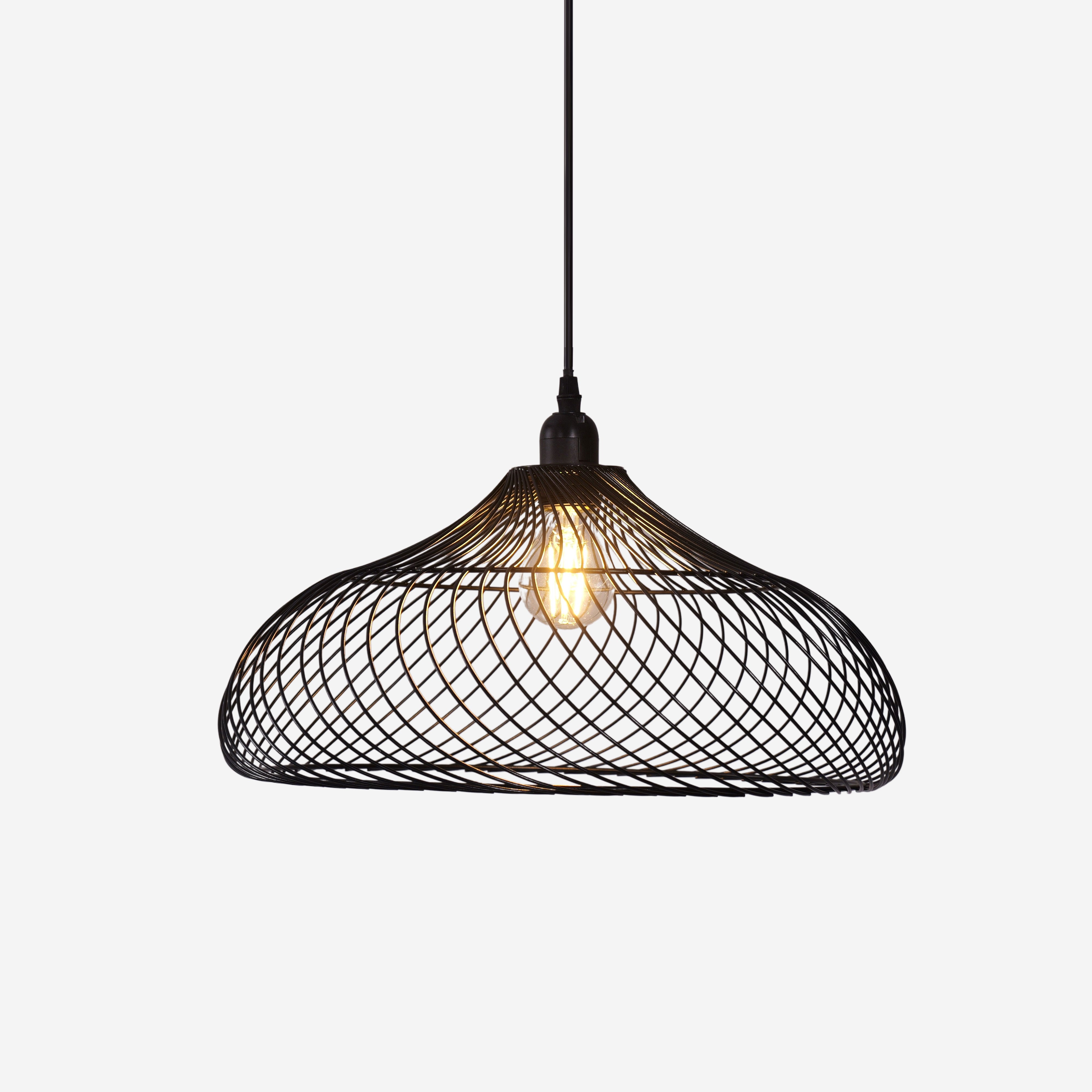 Industrial Style Black Iron Pendant Light with Spiral Design