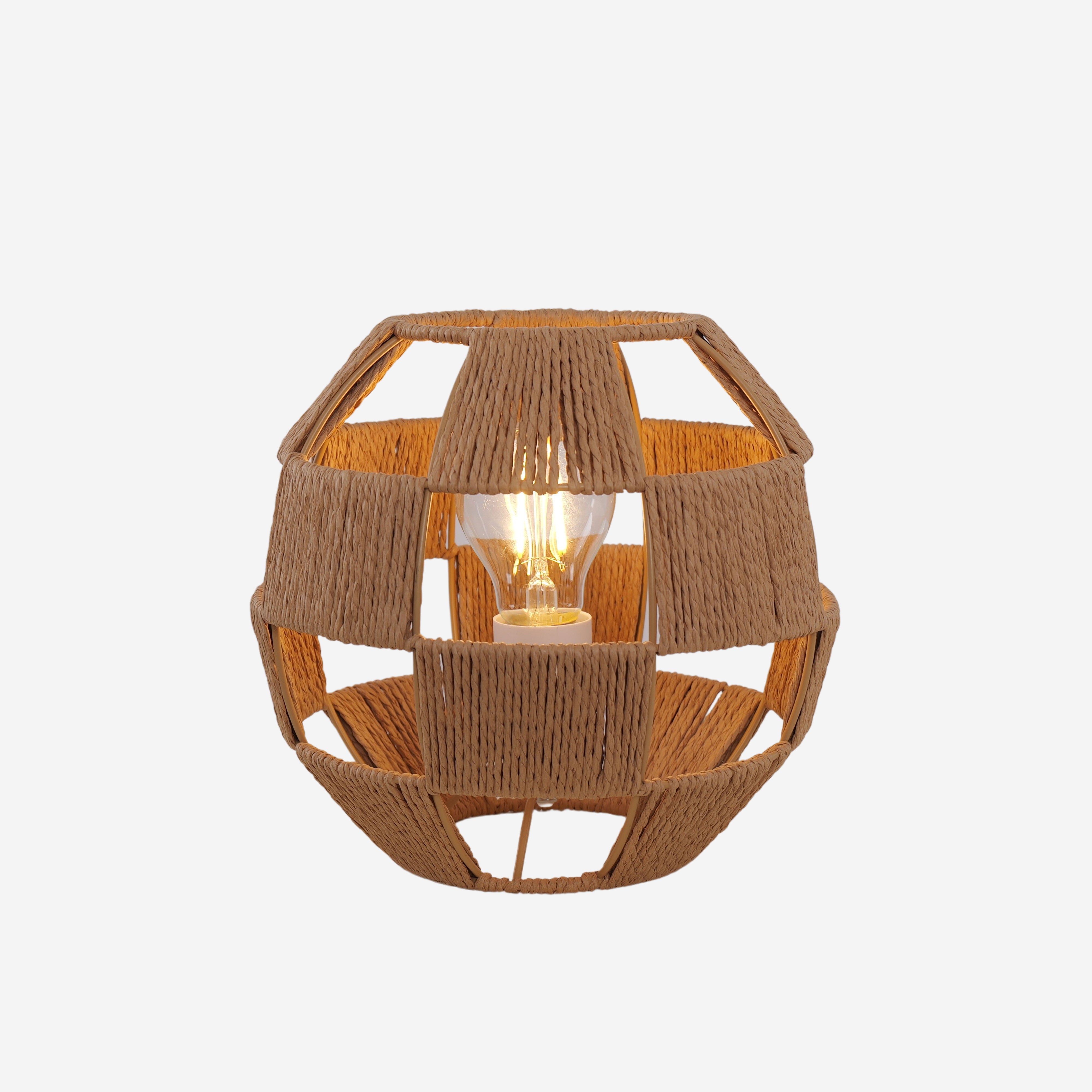 Handwoven Jute Globe Table Lamp - Eco-friendly Spherical Bedside Desk Lighting