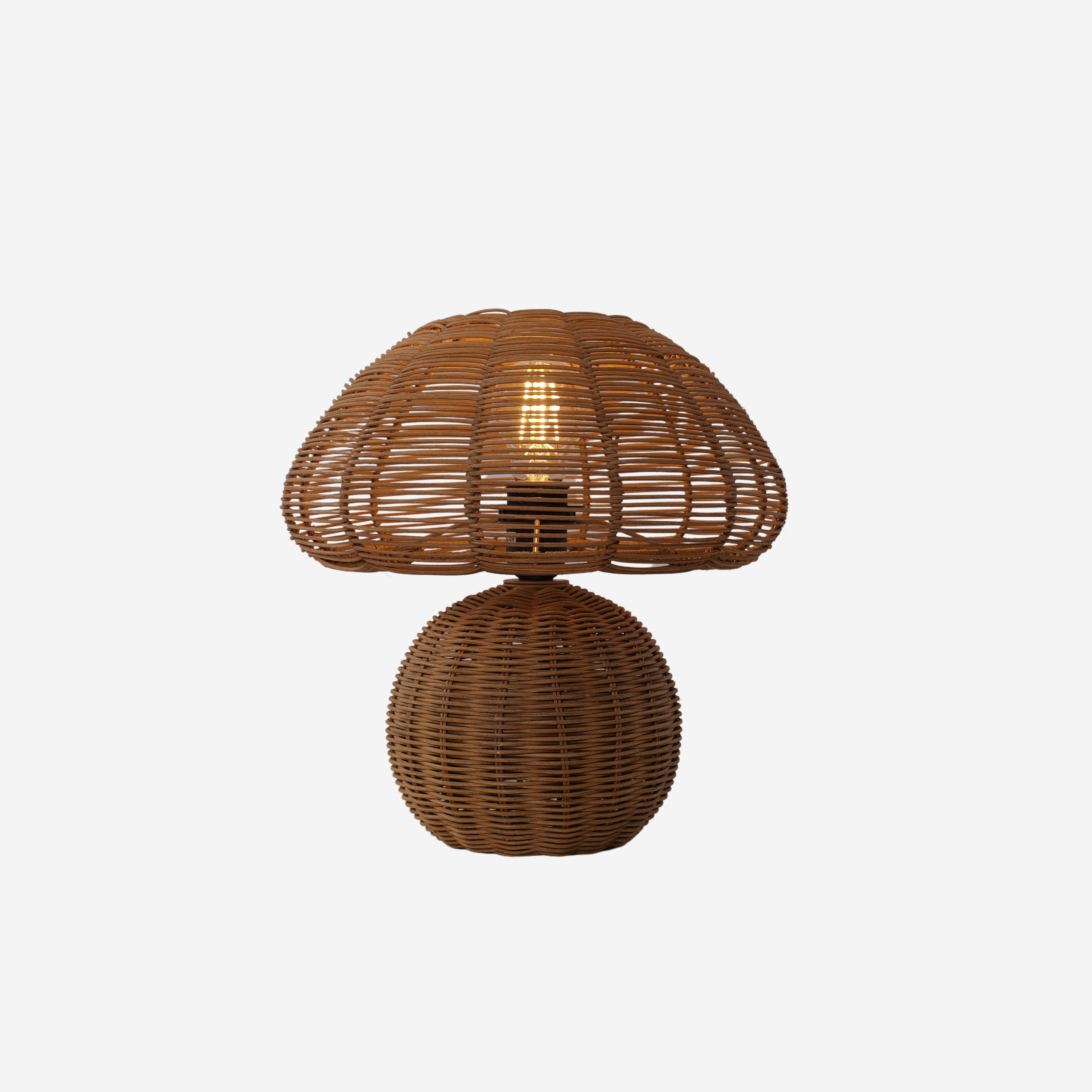 Mushroom-Shaped Handcrafted  Rattan Table Lamp for Bedroom & Living Room
