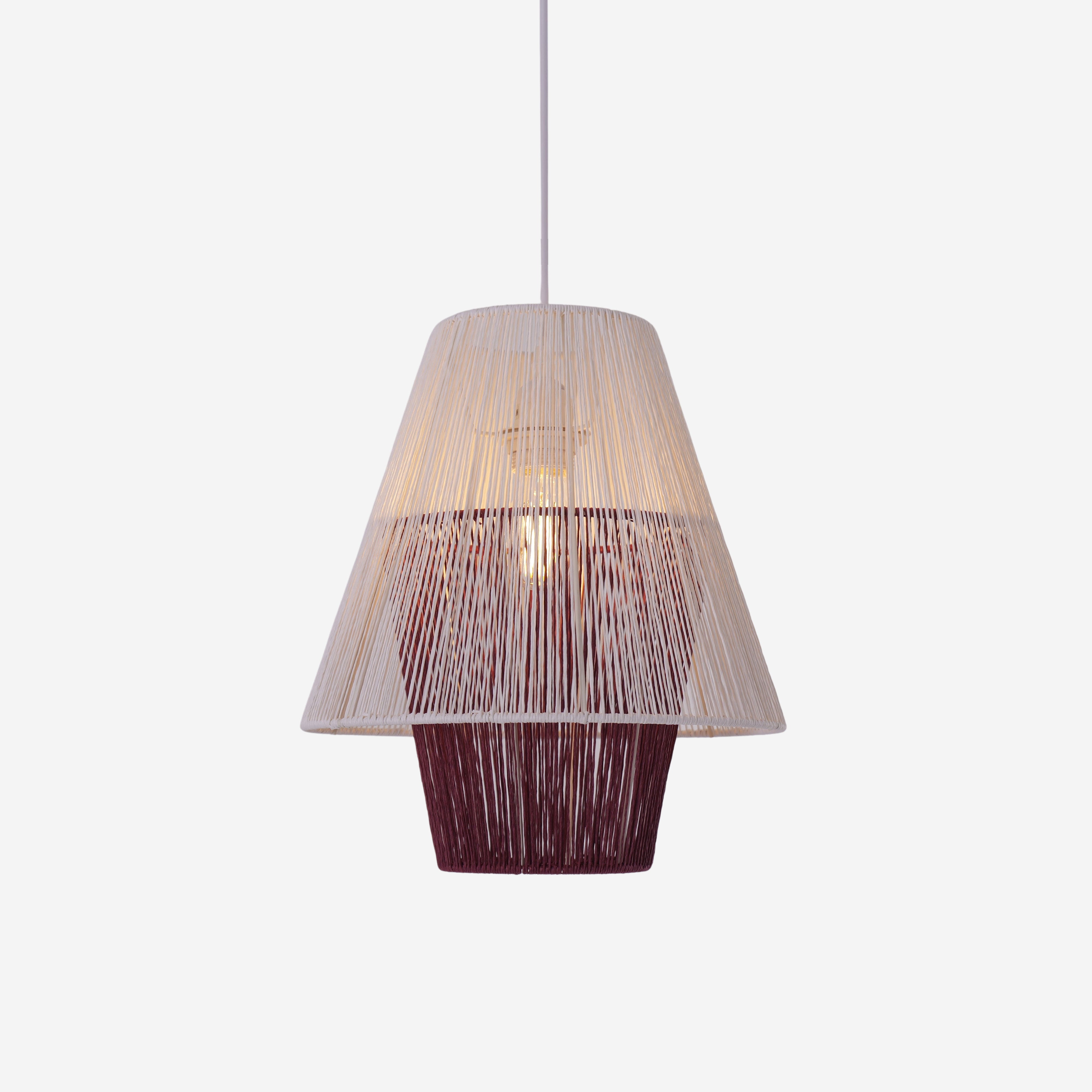 Modern White Pendant Light with Purple Paper Rope Design