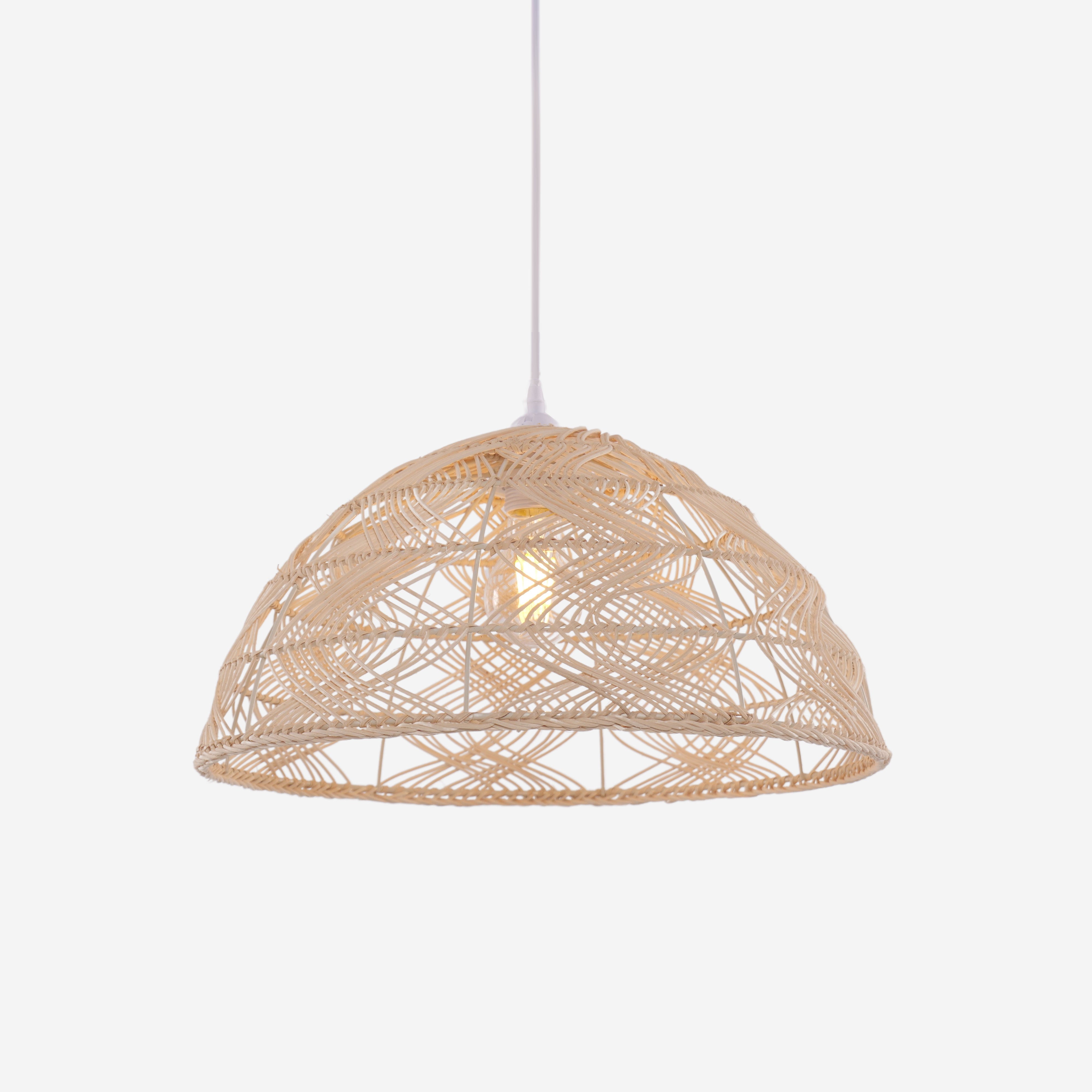 Handwoven Rattan Dome Pendant Light for a Warm & Cozy Glow