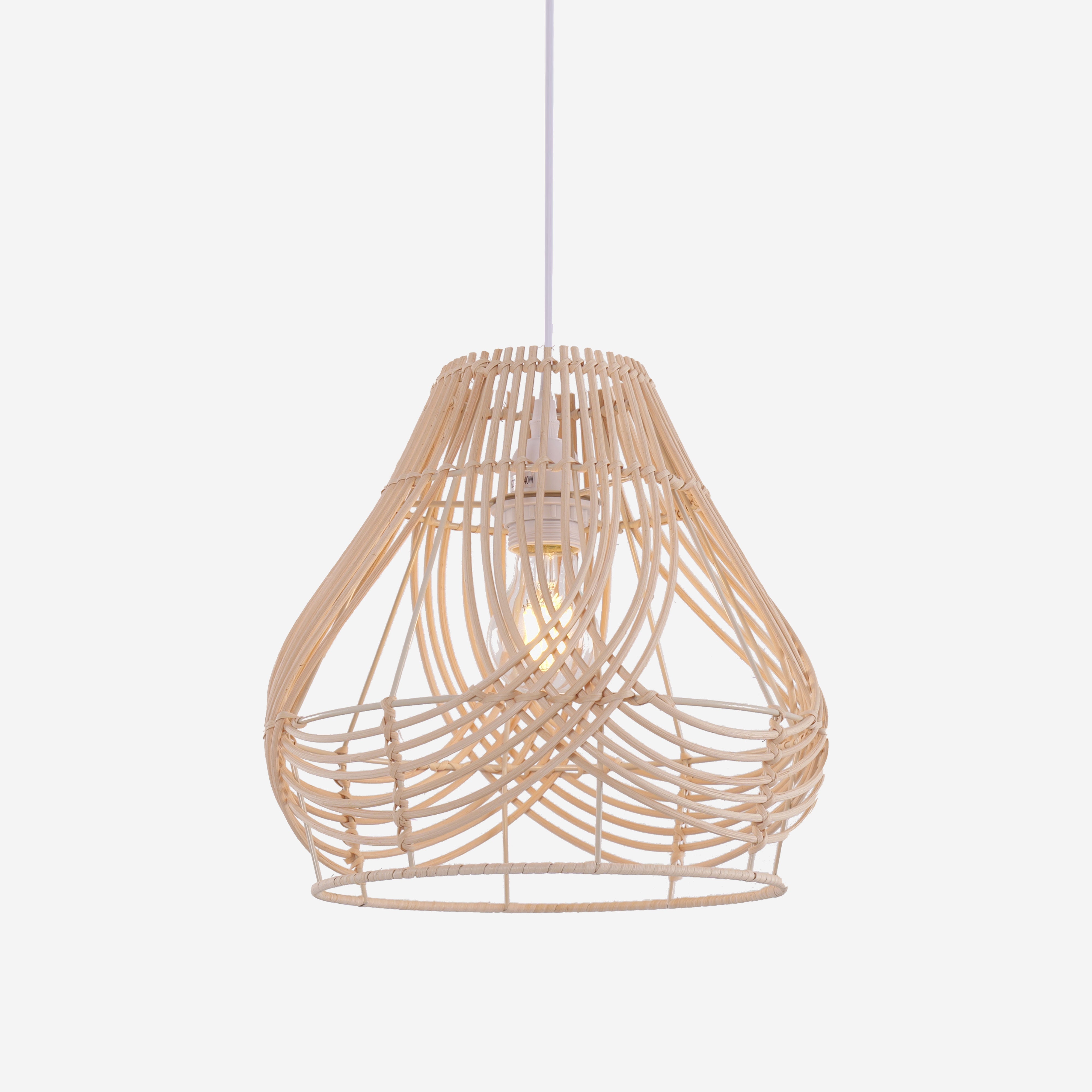 Minimalist Cross-Weave Rattan Pendant Light for Kitchen & Dining Room
