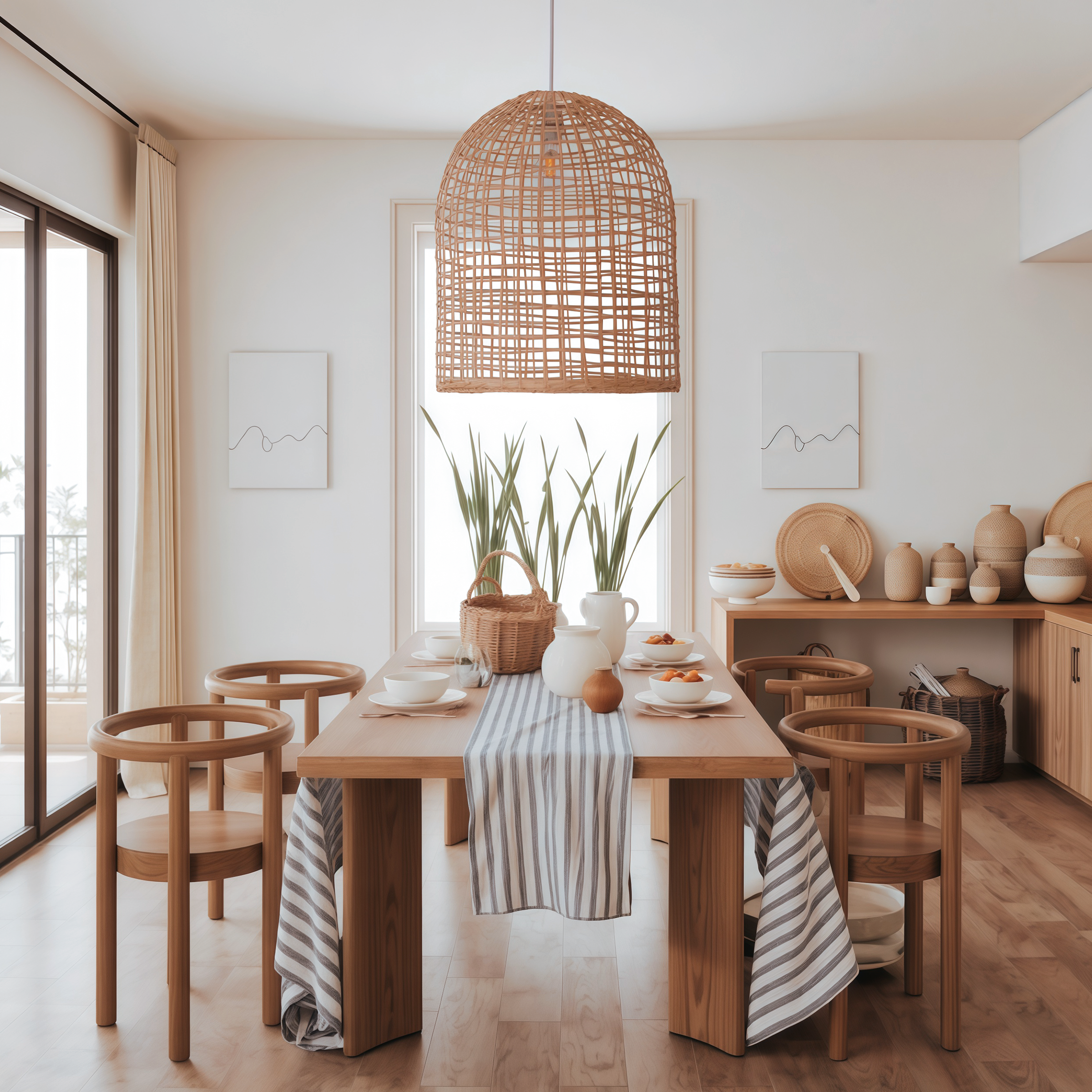 Natural Cage Shape Rattan Pendant Light