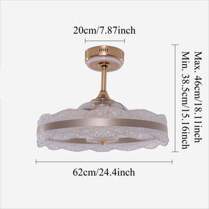 62cm acrylic fan light size chart with 38.5-46cm adjustable height