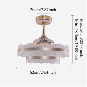 62cm acrylic fan light size chart with 48.5-56cm adjustable height