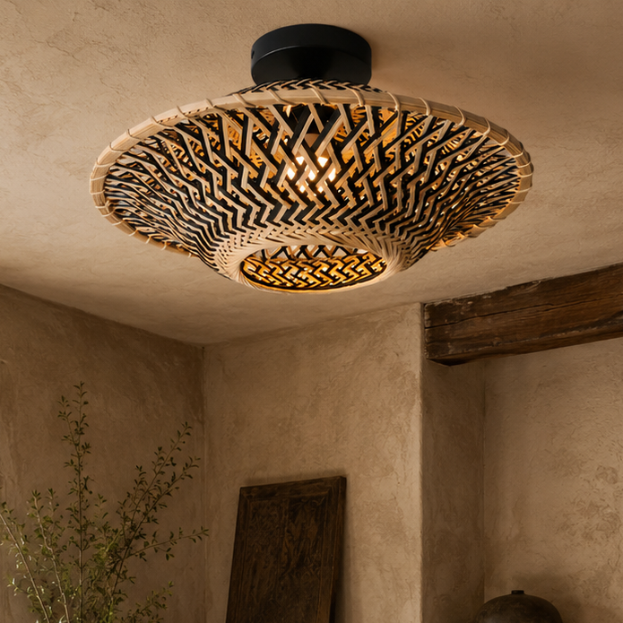 Bamboo Radiance Handwoven LED Ceiling Light