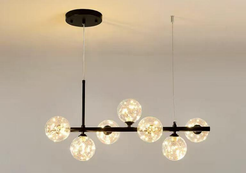 Starry Sky Black Metal Chandelier – 7-Light LED Pendant