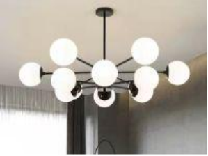 Starry Bean Black Radiating Chandelier – 10 Light E27 Metal & Glass Pendant