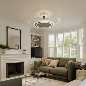 48 inch ceiling fan with dimmable LED light highlighting the blade and light ring