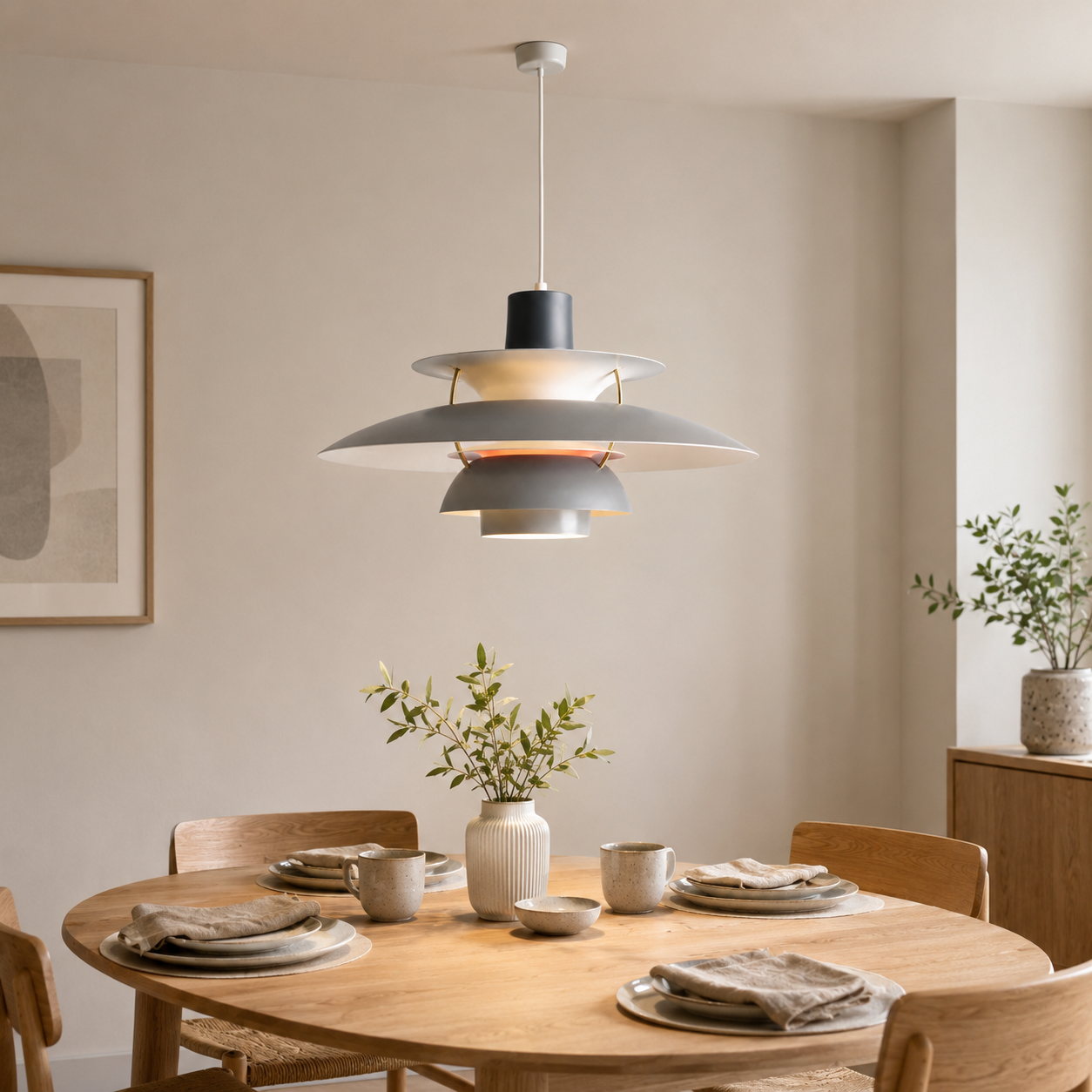 Grey and White Modern Minimalist Pendant Light